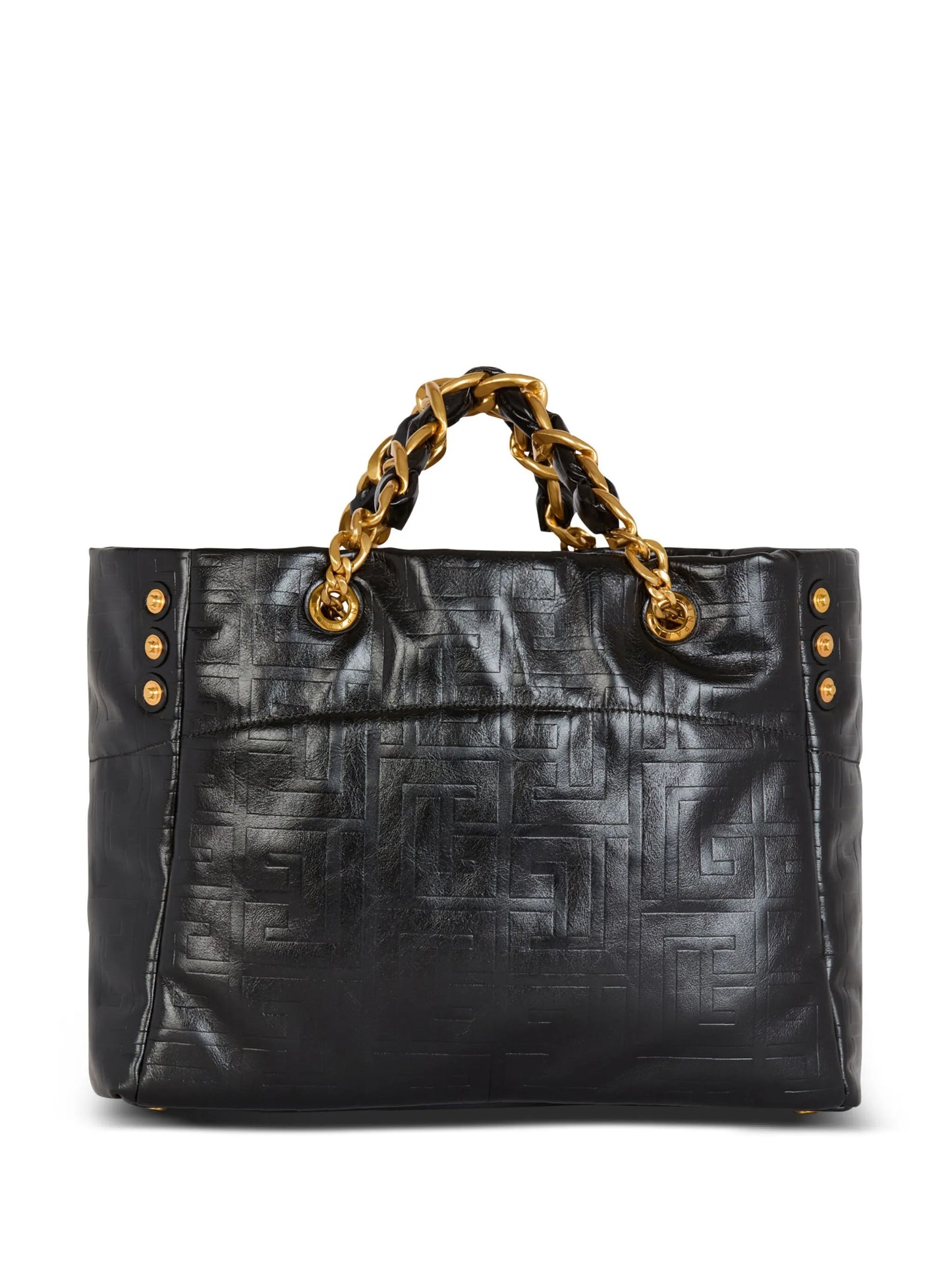 monogram-embossed chain-link tote bag