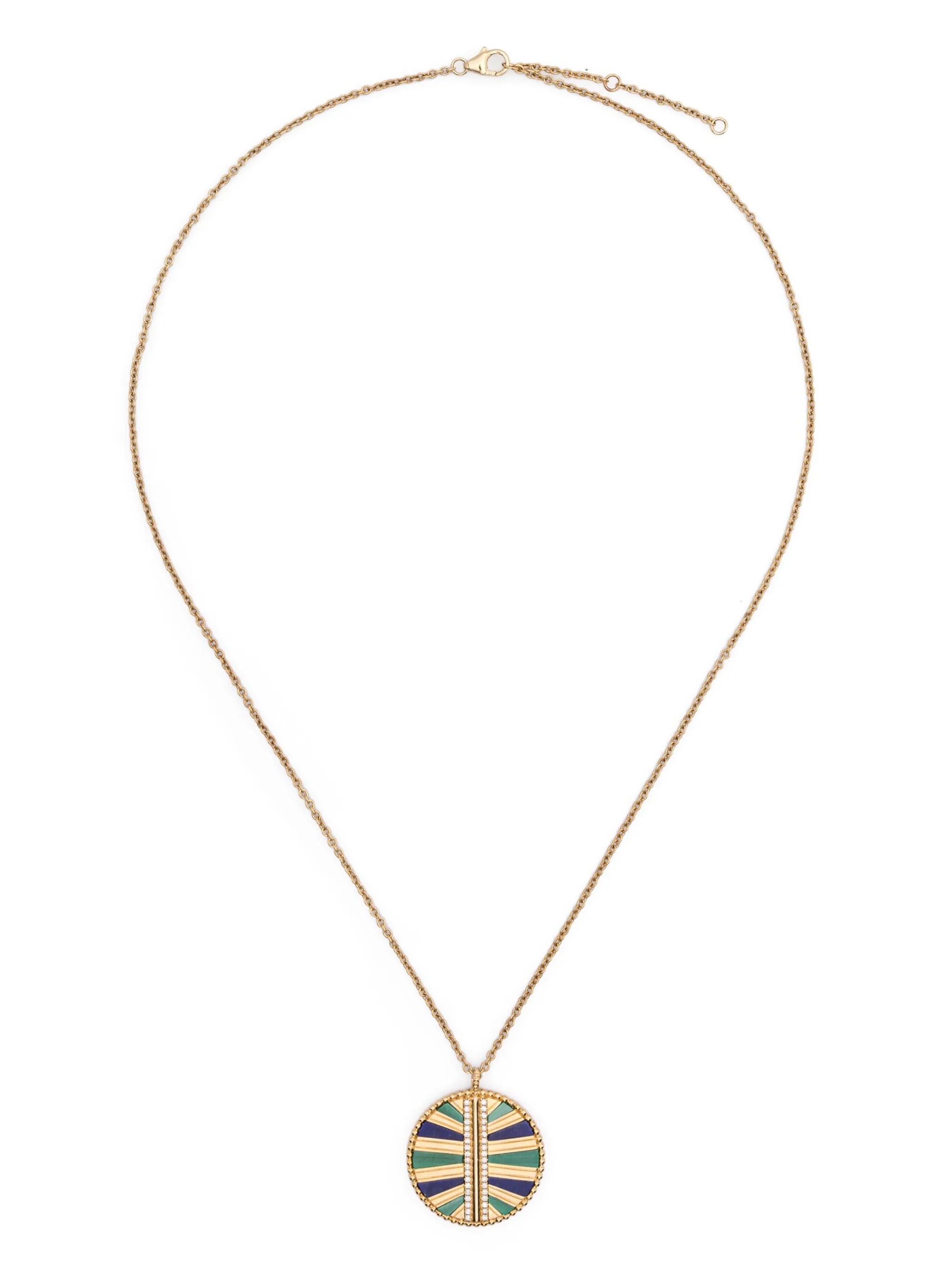 9kt yellow gold Backgammon multi-stone necklace