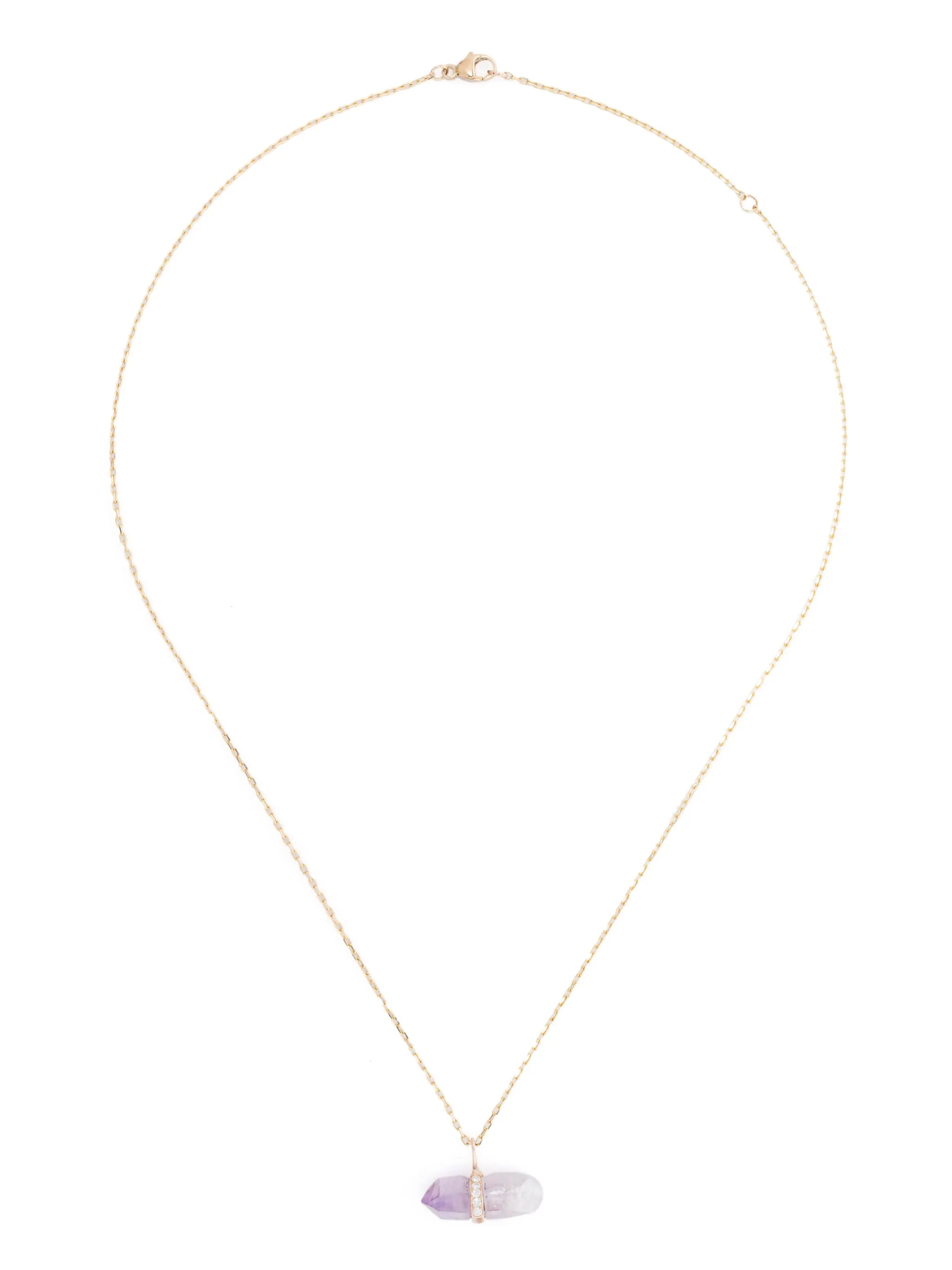 14CTT yellow gold Veracruz diamond and amethyst necklace