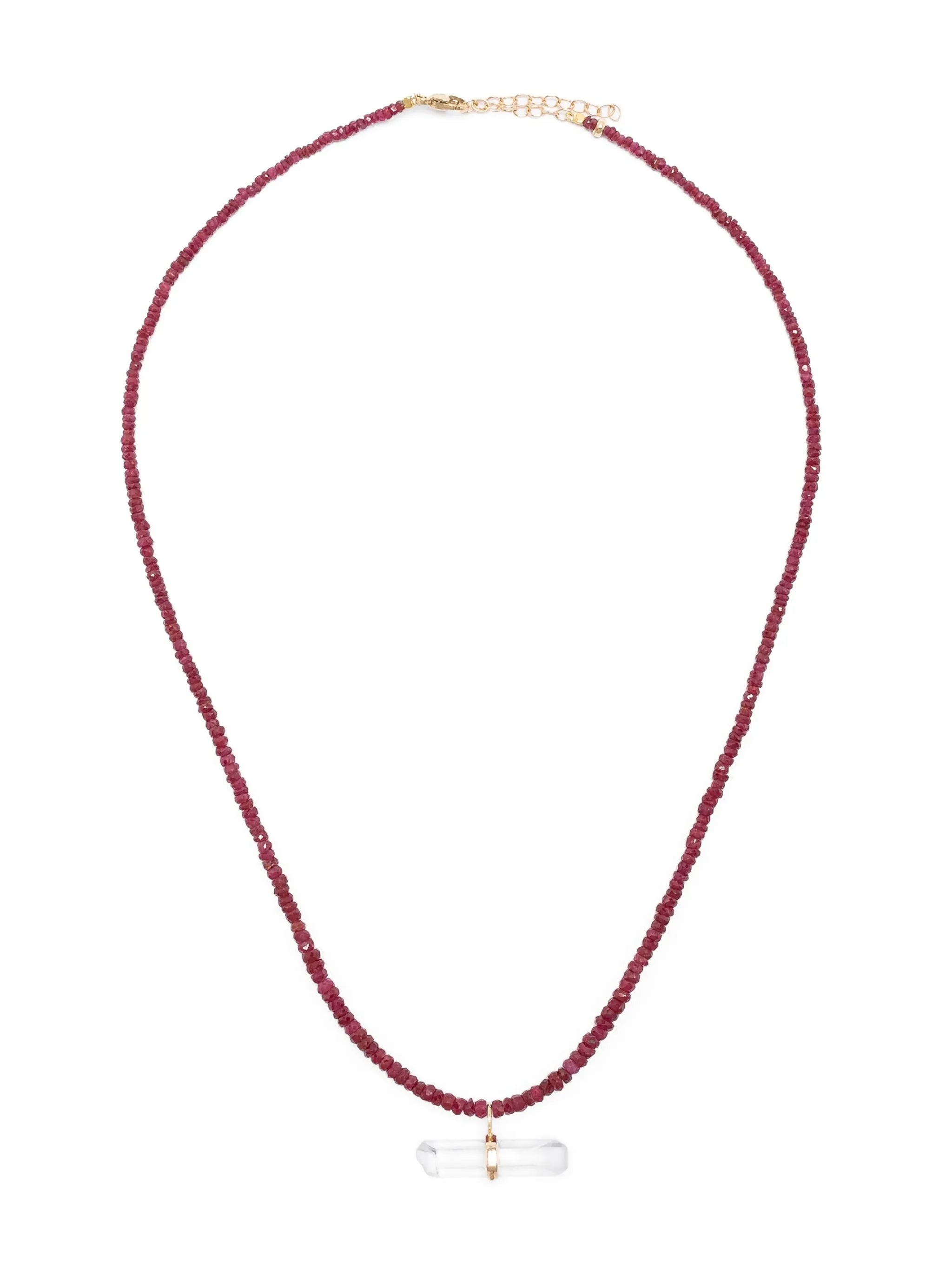 14kt yellow gold Arizona ruby and quartz necklace