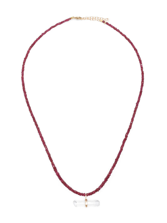 14kt yellow gold Arizona ruby and quartz necklace