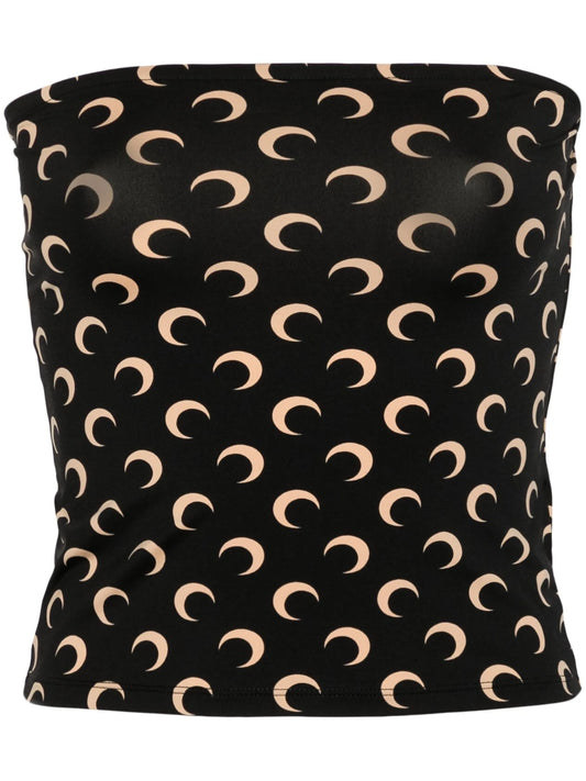 Moon-print strapless top