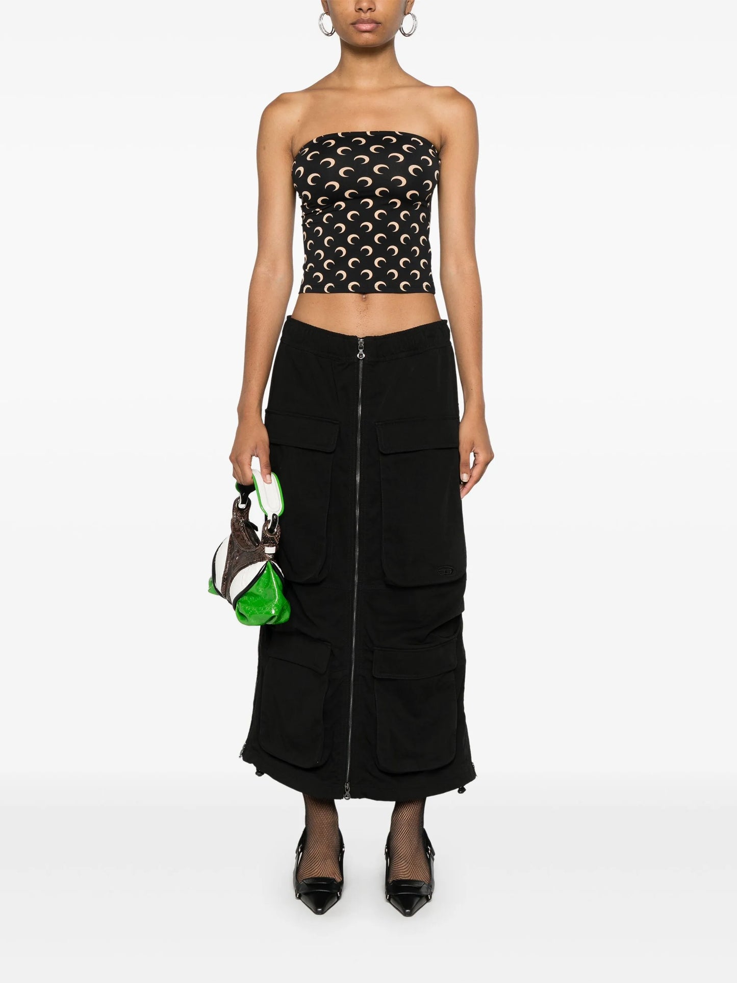 Moon-print strapless top