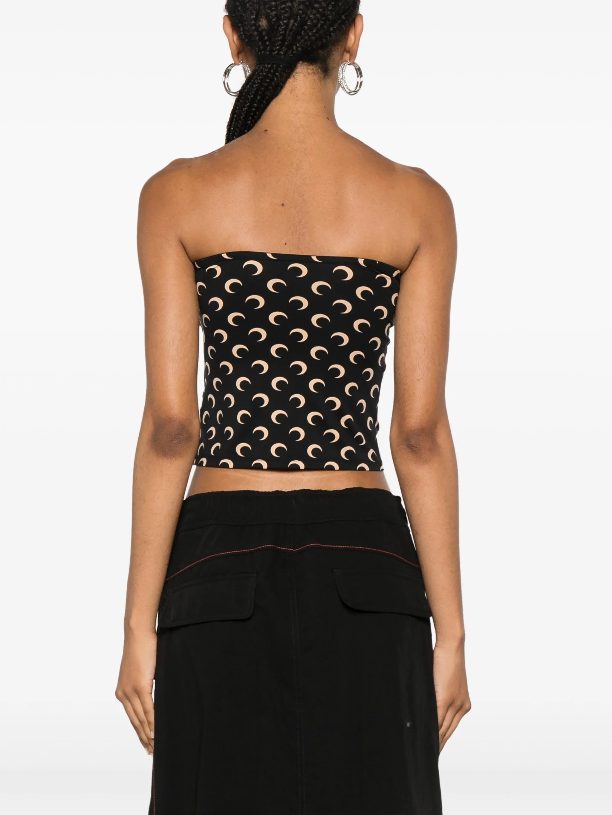 Moon-print strapless top