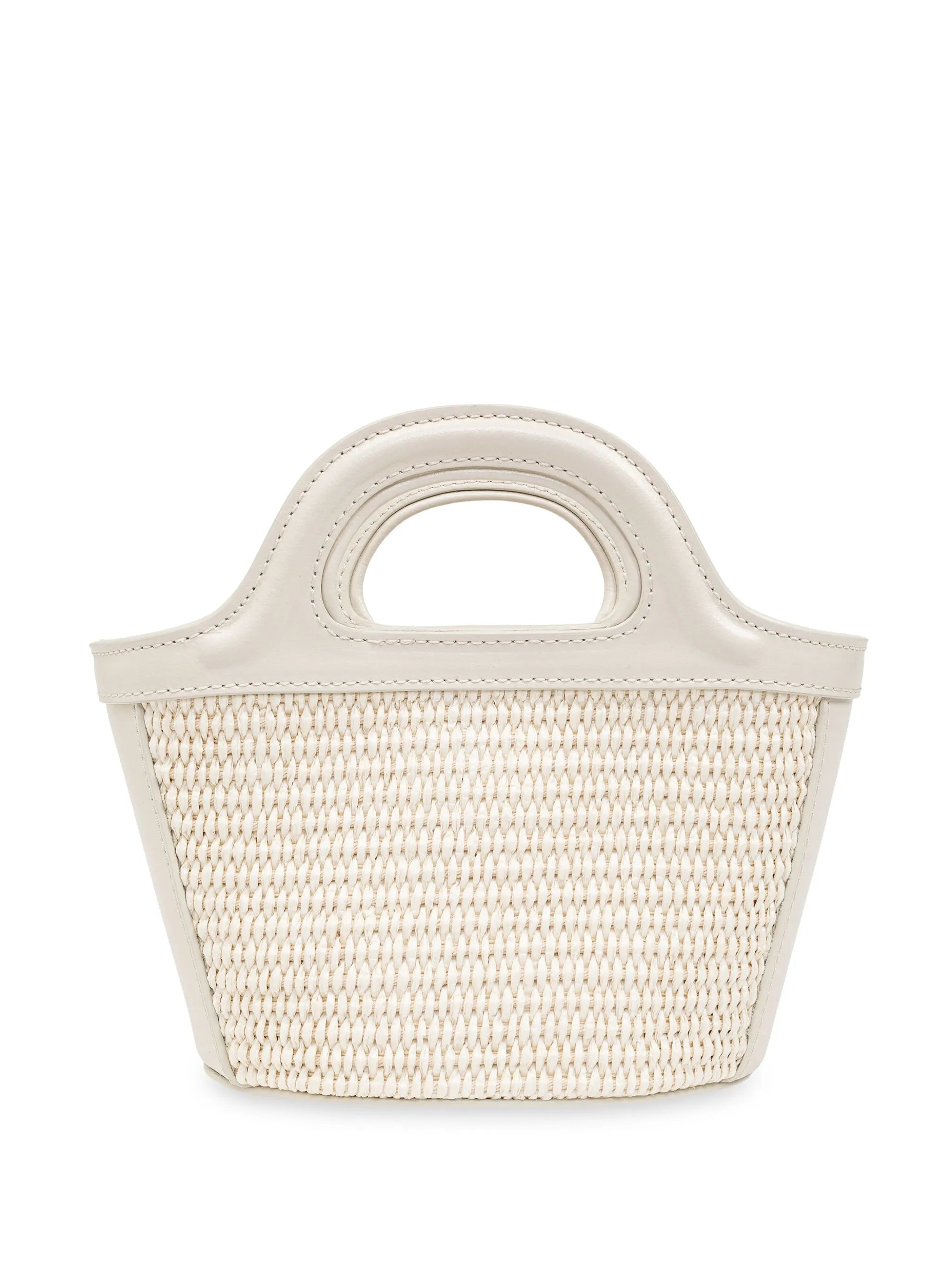 Tropicalia micro bag in leather and raffia-effect fabric
