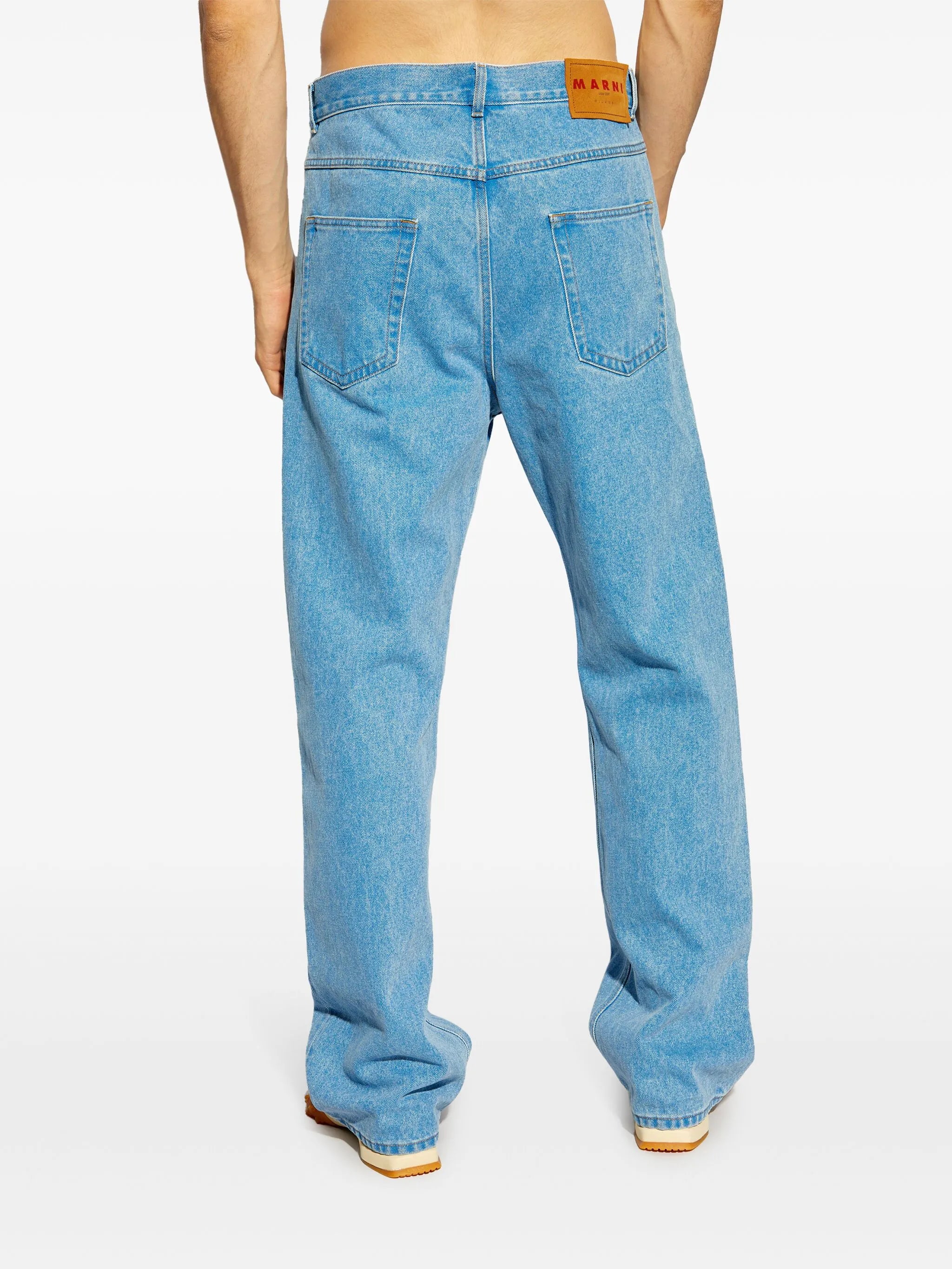 logo-patch wide-leg jeans