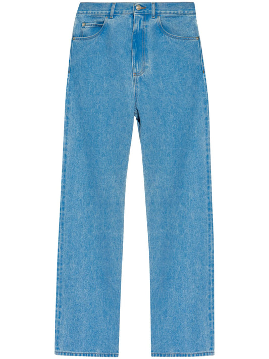 logo-patch wide-leg jeans