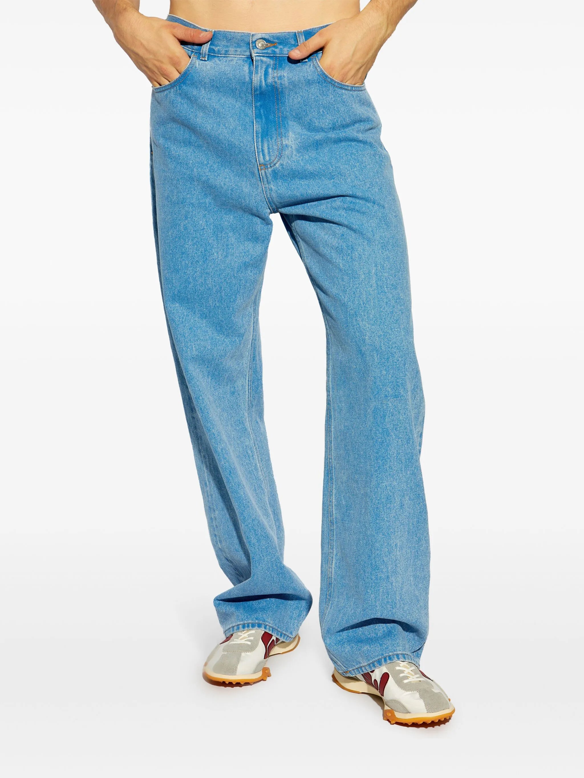 logo-patch wide-leg jeans