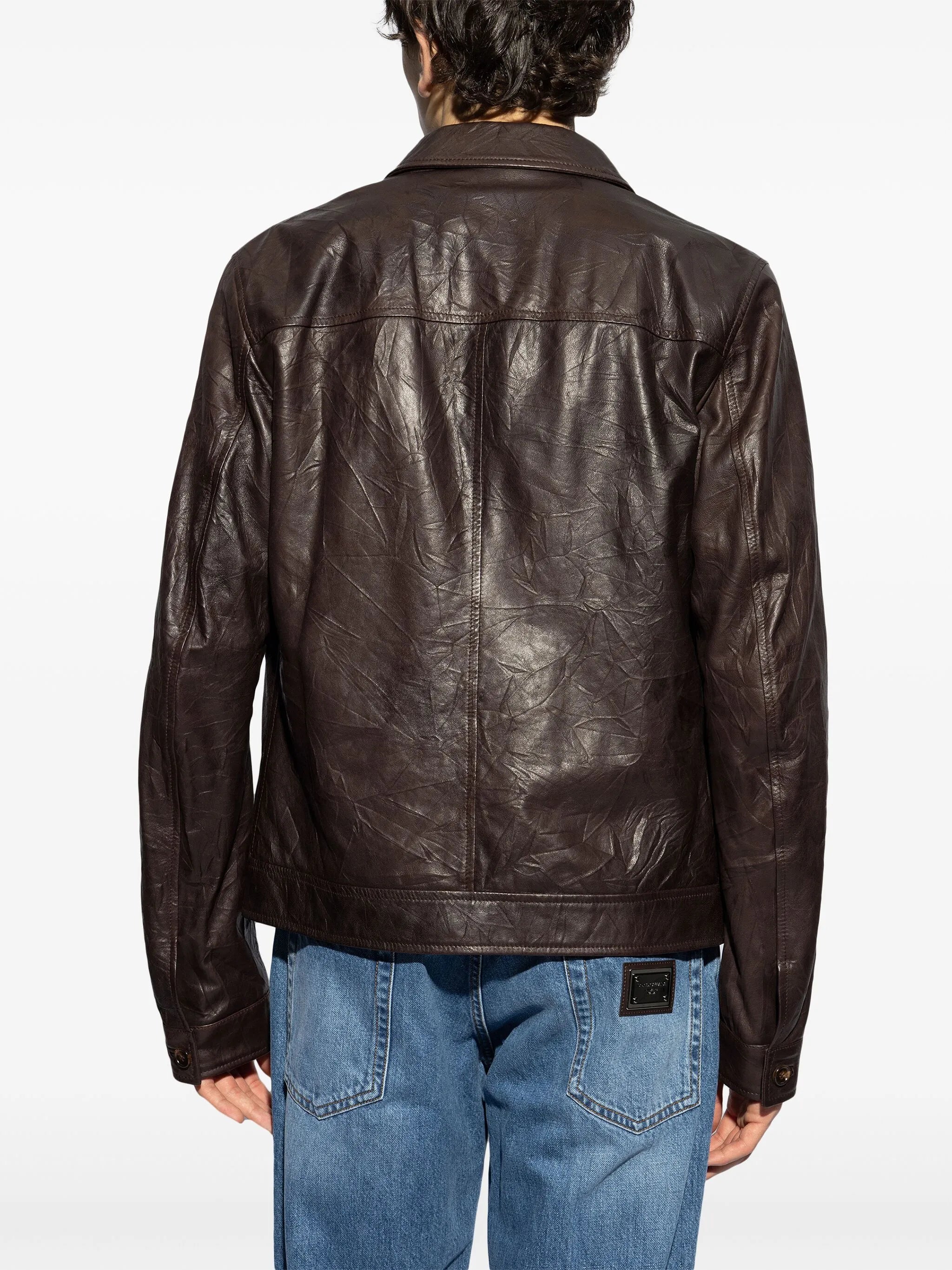 zipped leather jacket
