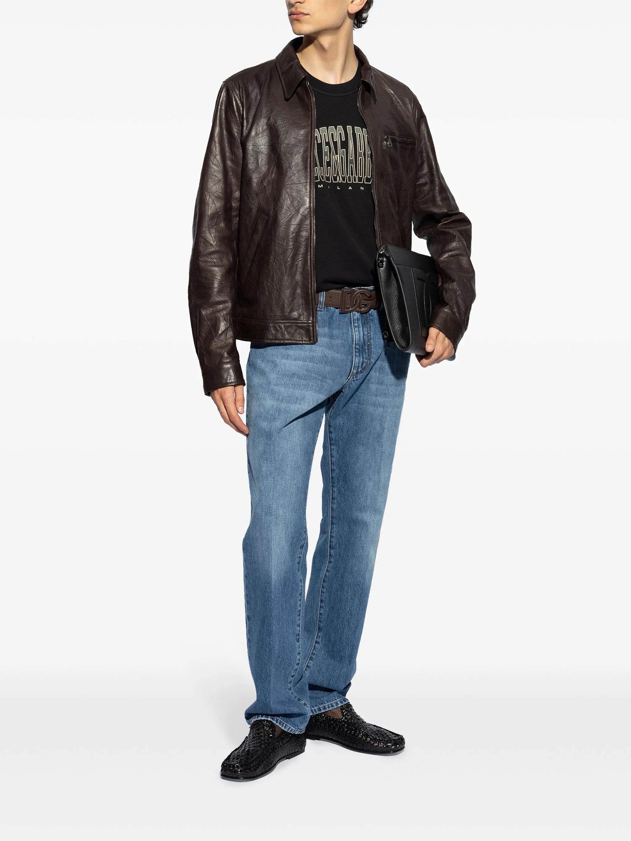 zipped leather jacket