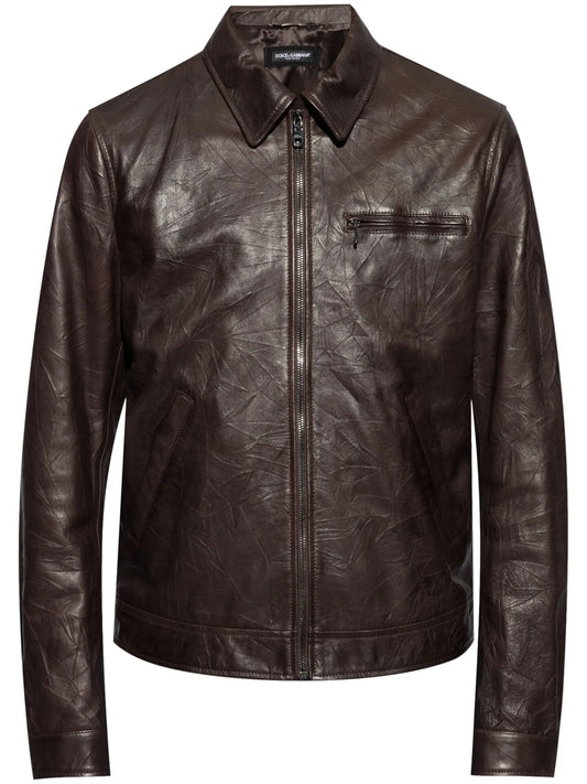 zipped leather jacket
