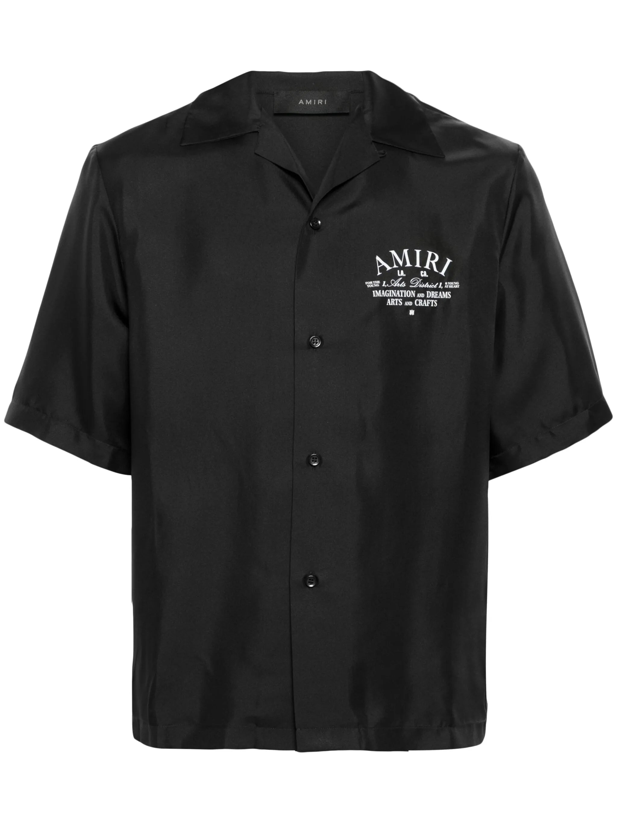 logo-print silk shirt
