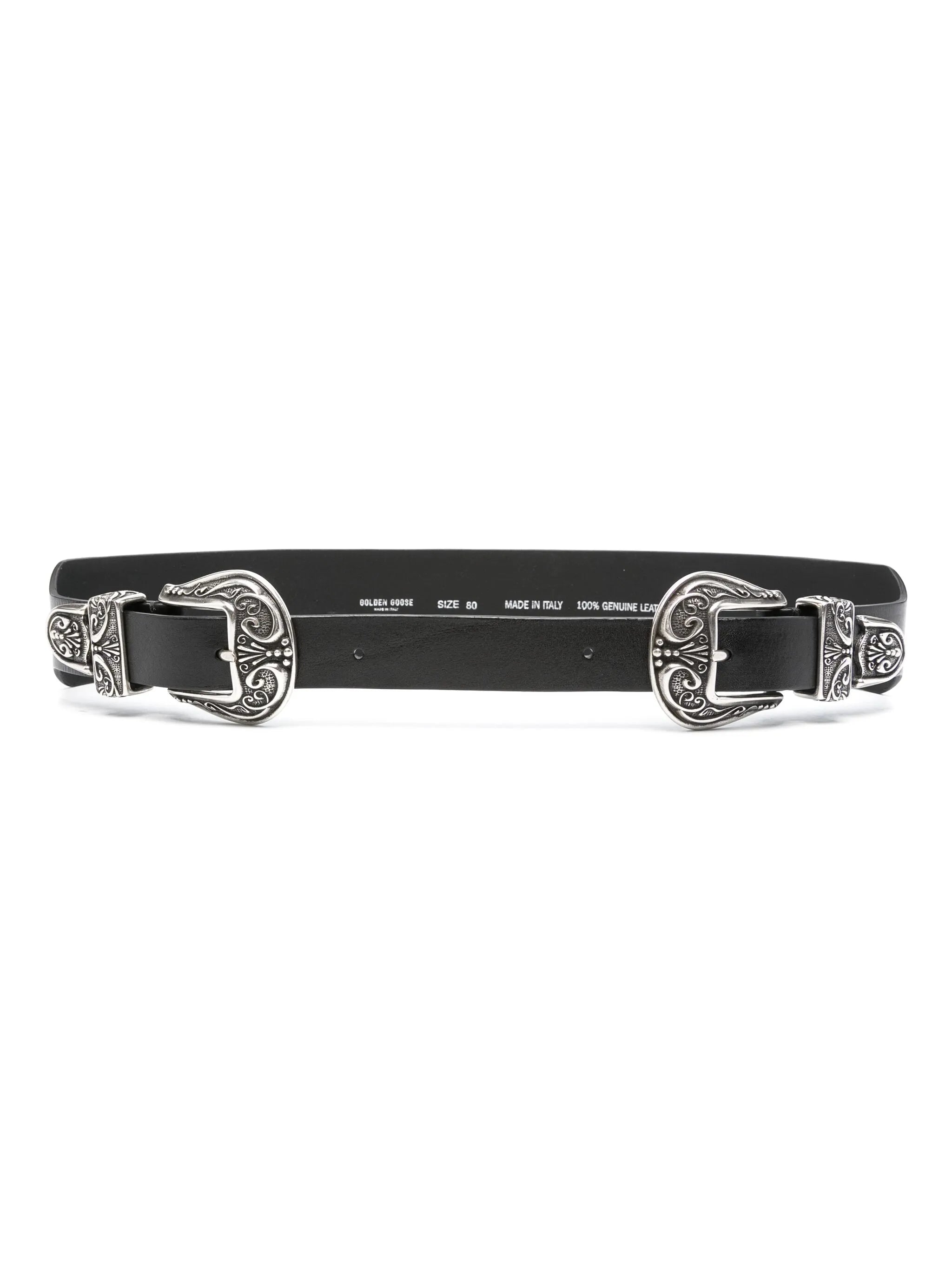 double-buckle leather belt