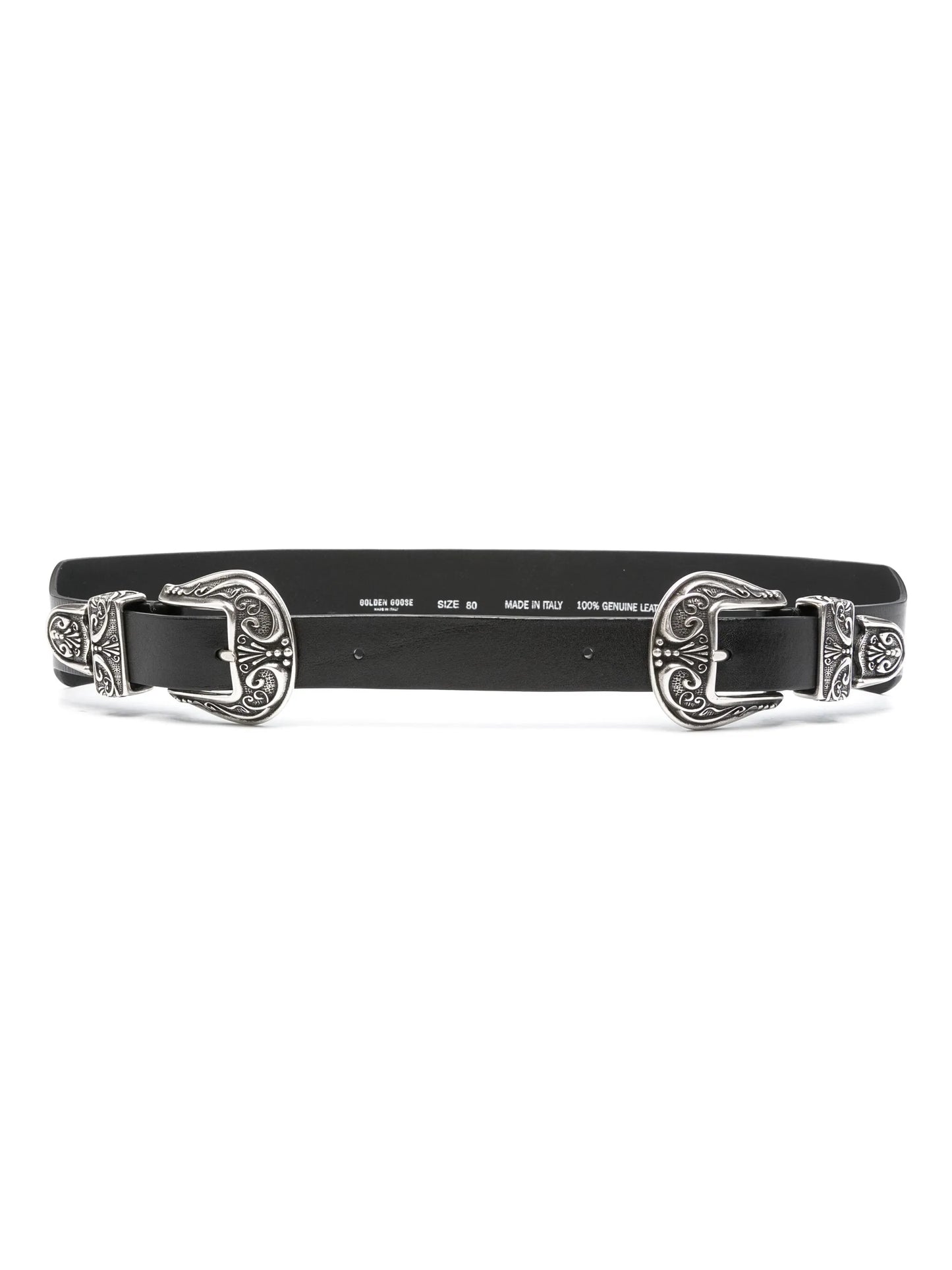 double-buckle leather belt