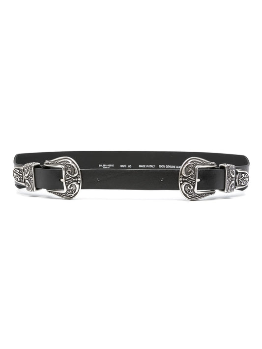 double-buckle leather belt