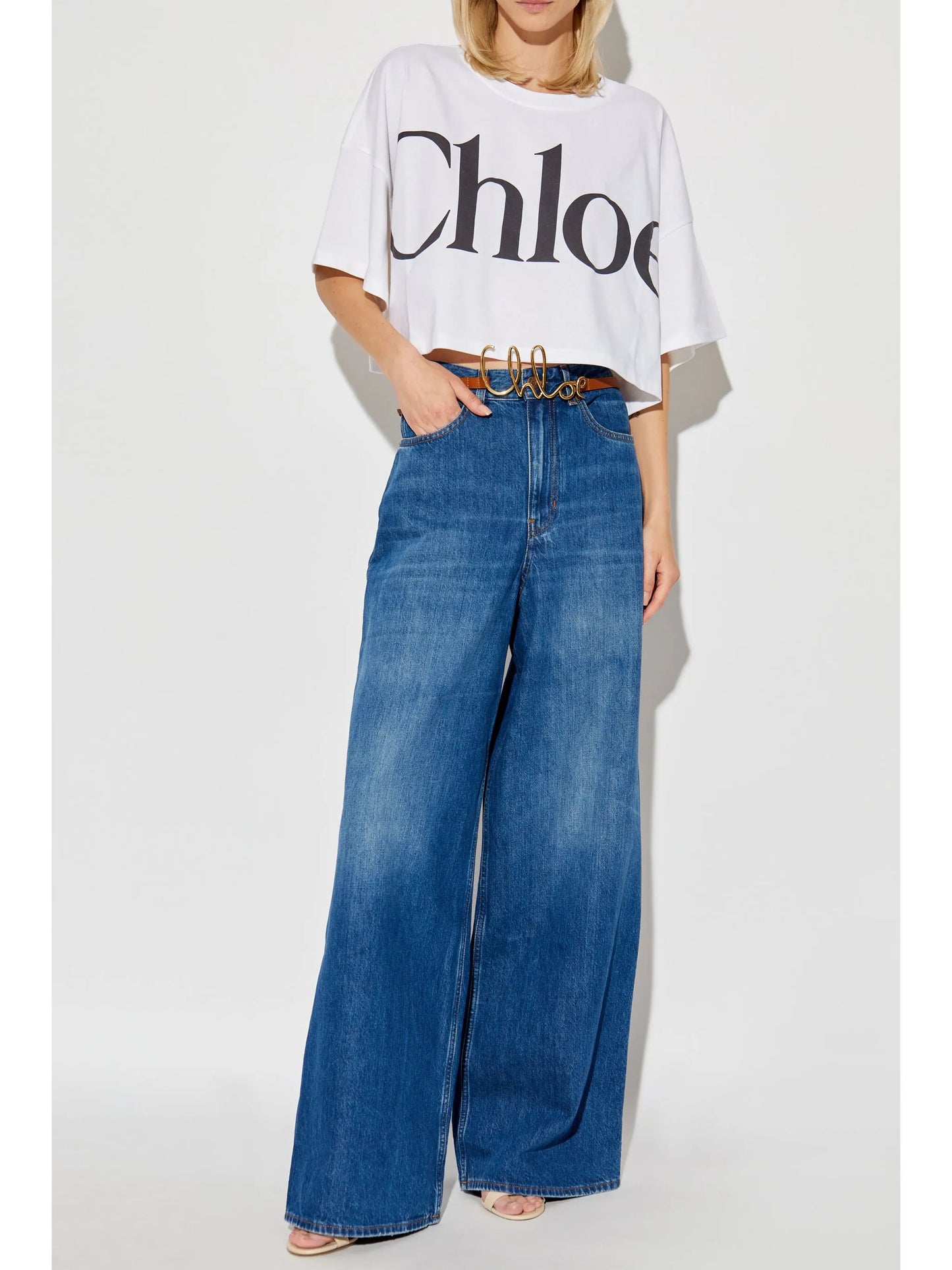 logo-print crop top