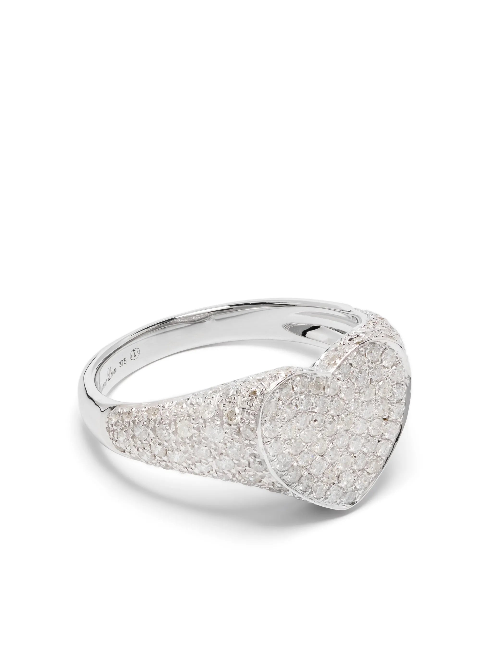 9kt white gold Chevalière diamond ring