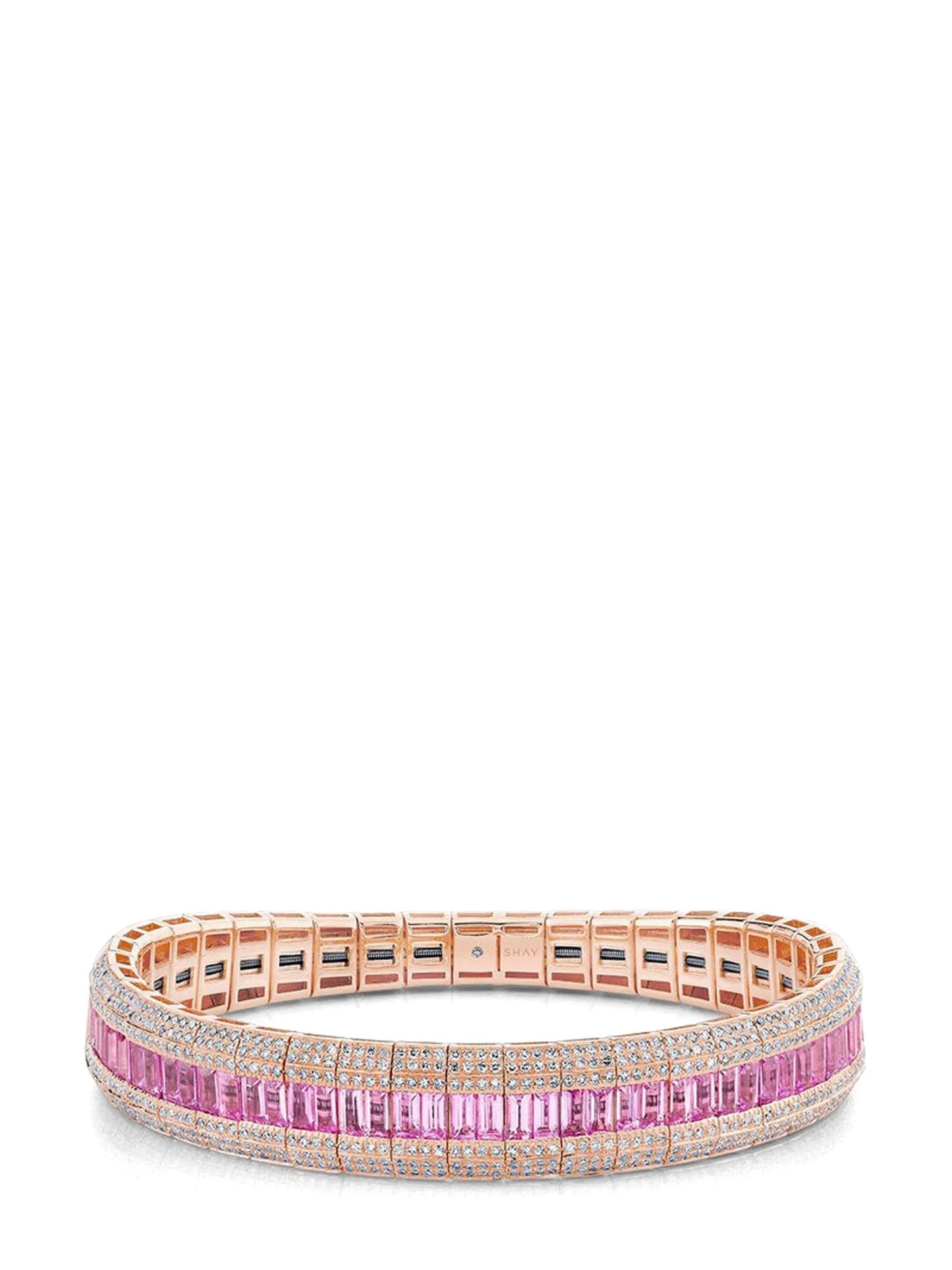 18CT rose gold scales diamond and sapphire bracelet