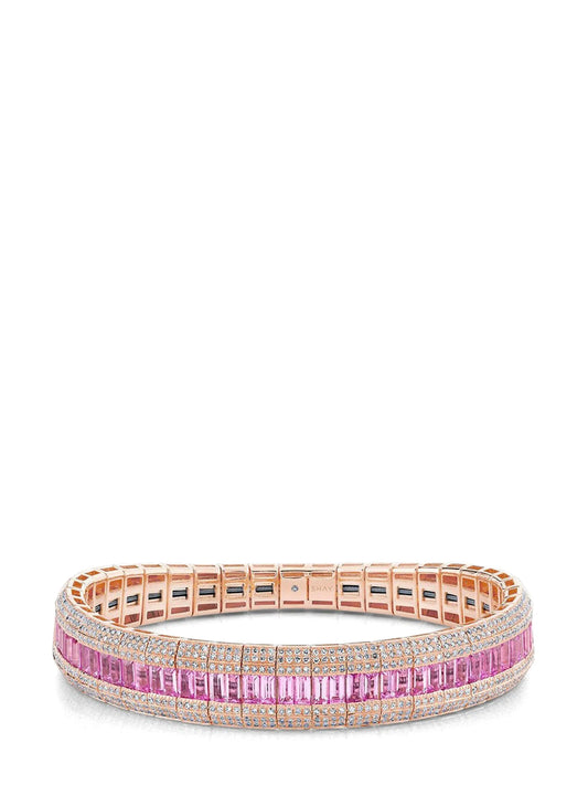 18CT rose gold scales diamond and sapphire bracelet