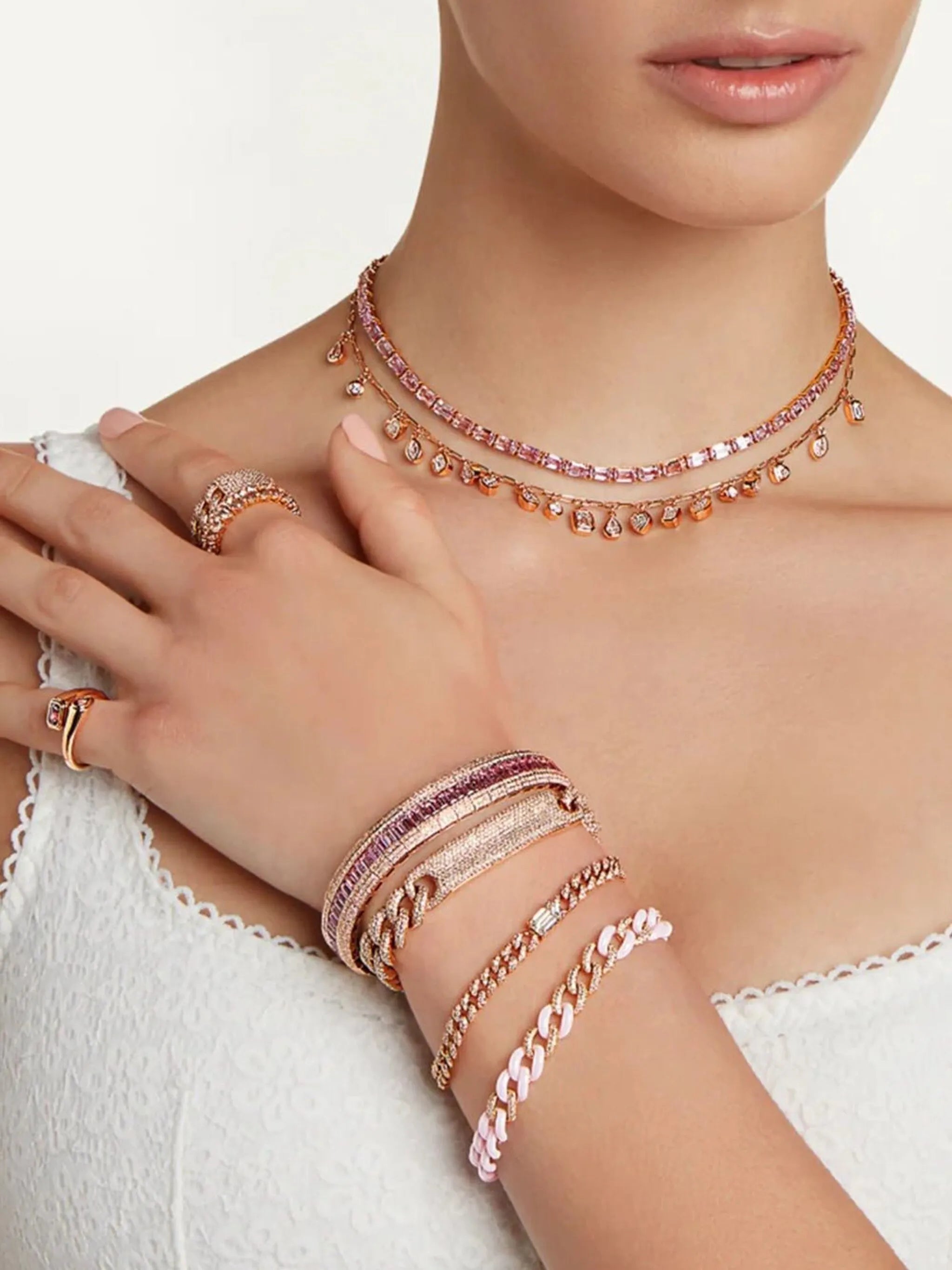 18CT rose gold scales diamond and sapphire bracelet