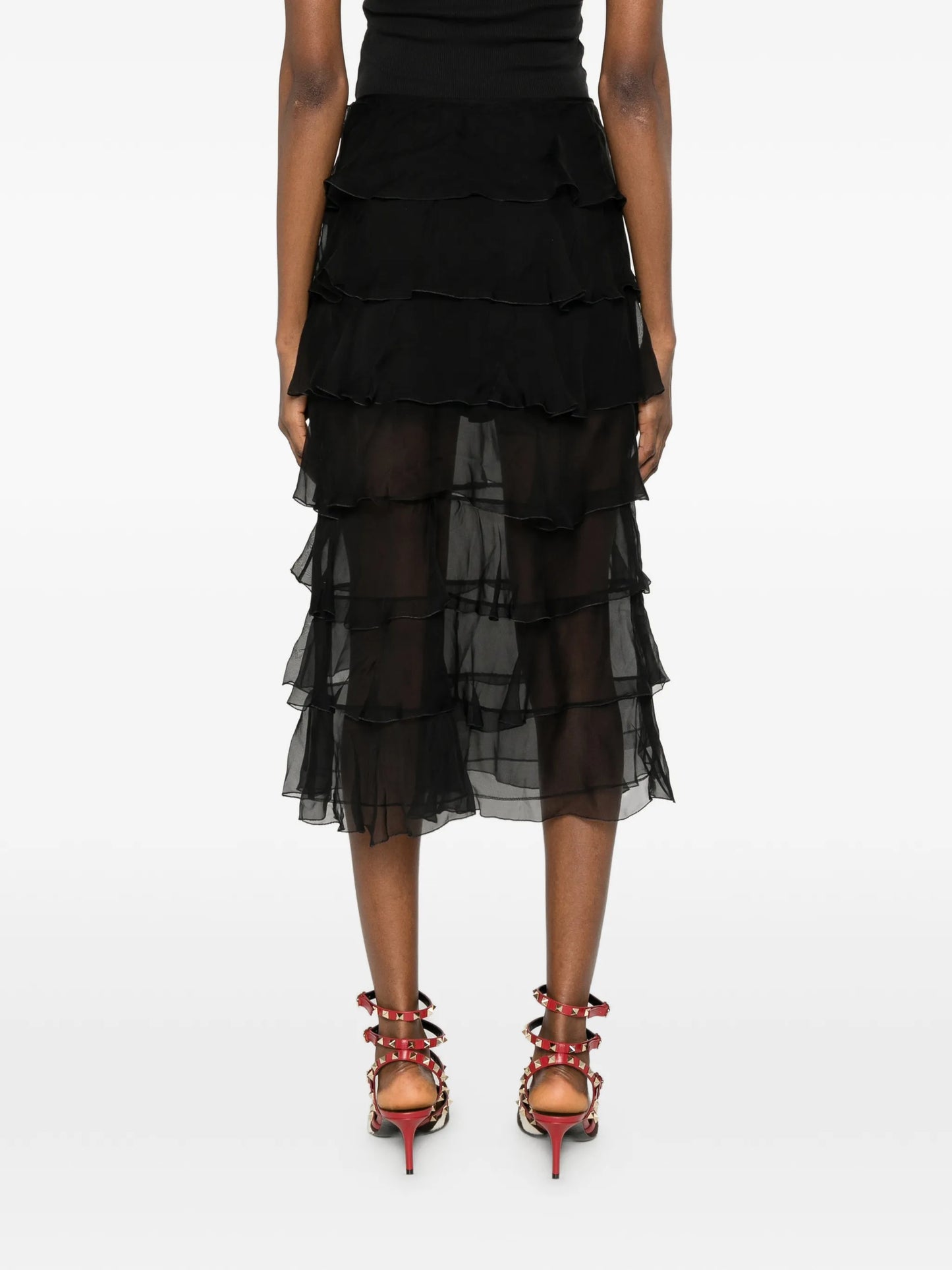 ruffled midi skirt
