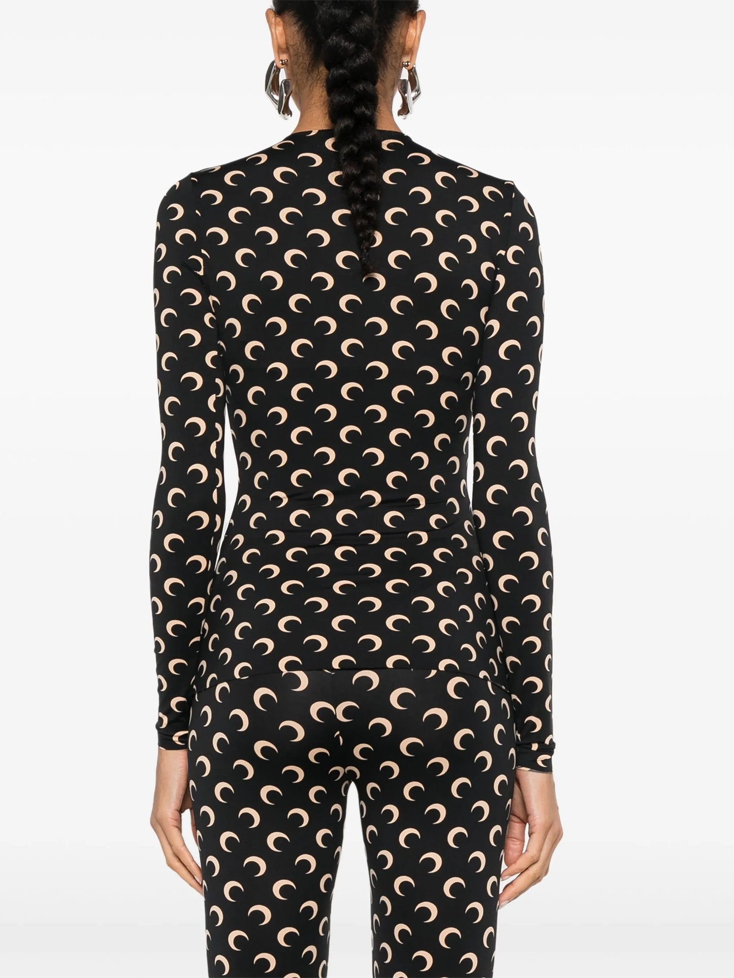 moon-print second-skin crewneck top