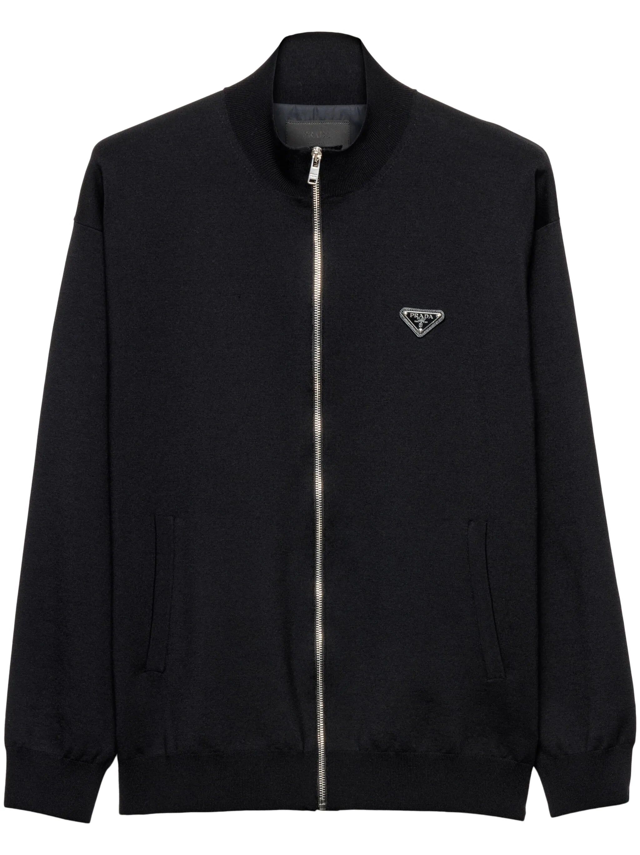 logo-plaque zip-up cardigan