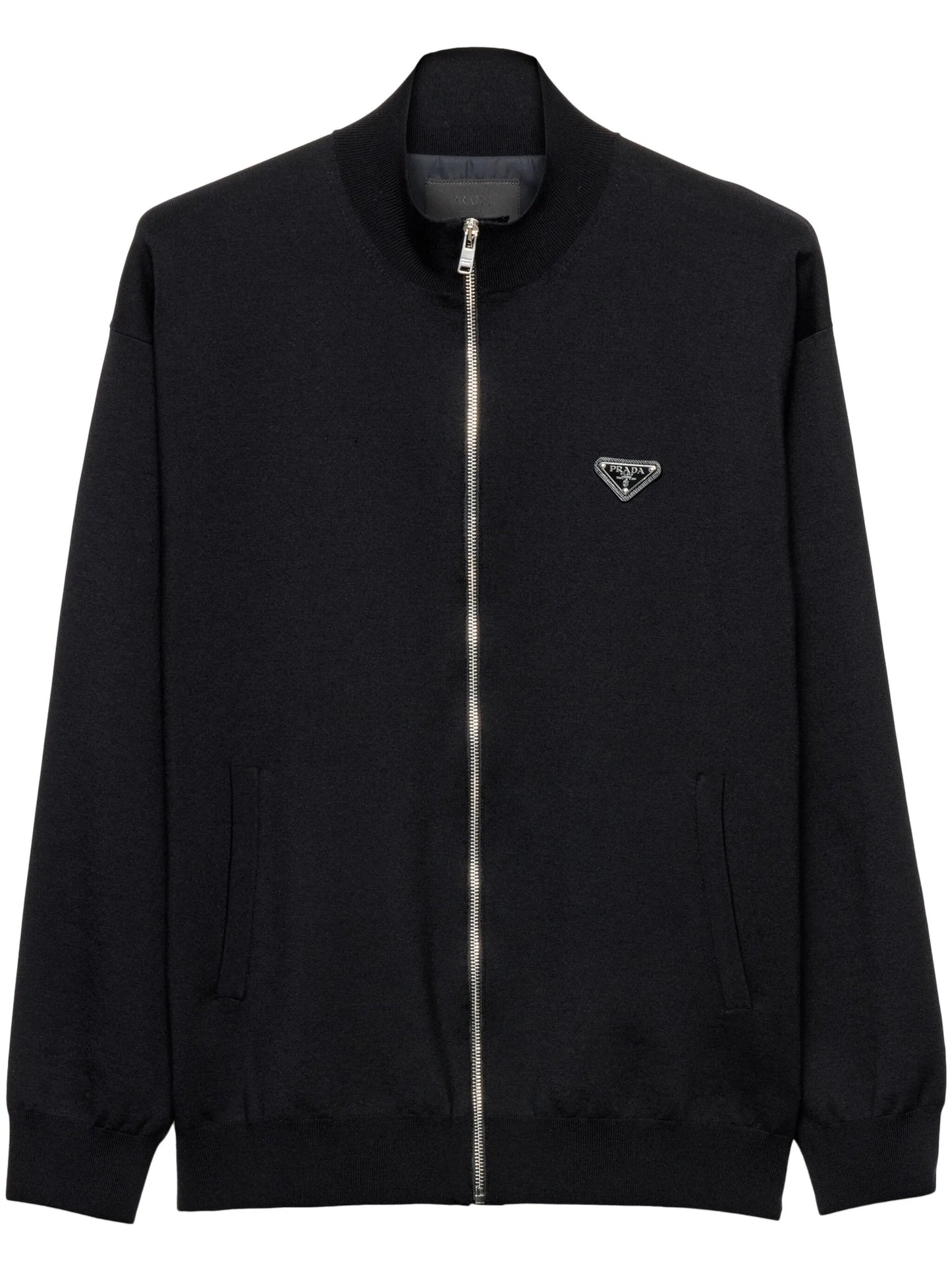 logo-plaque zip-up cardigan