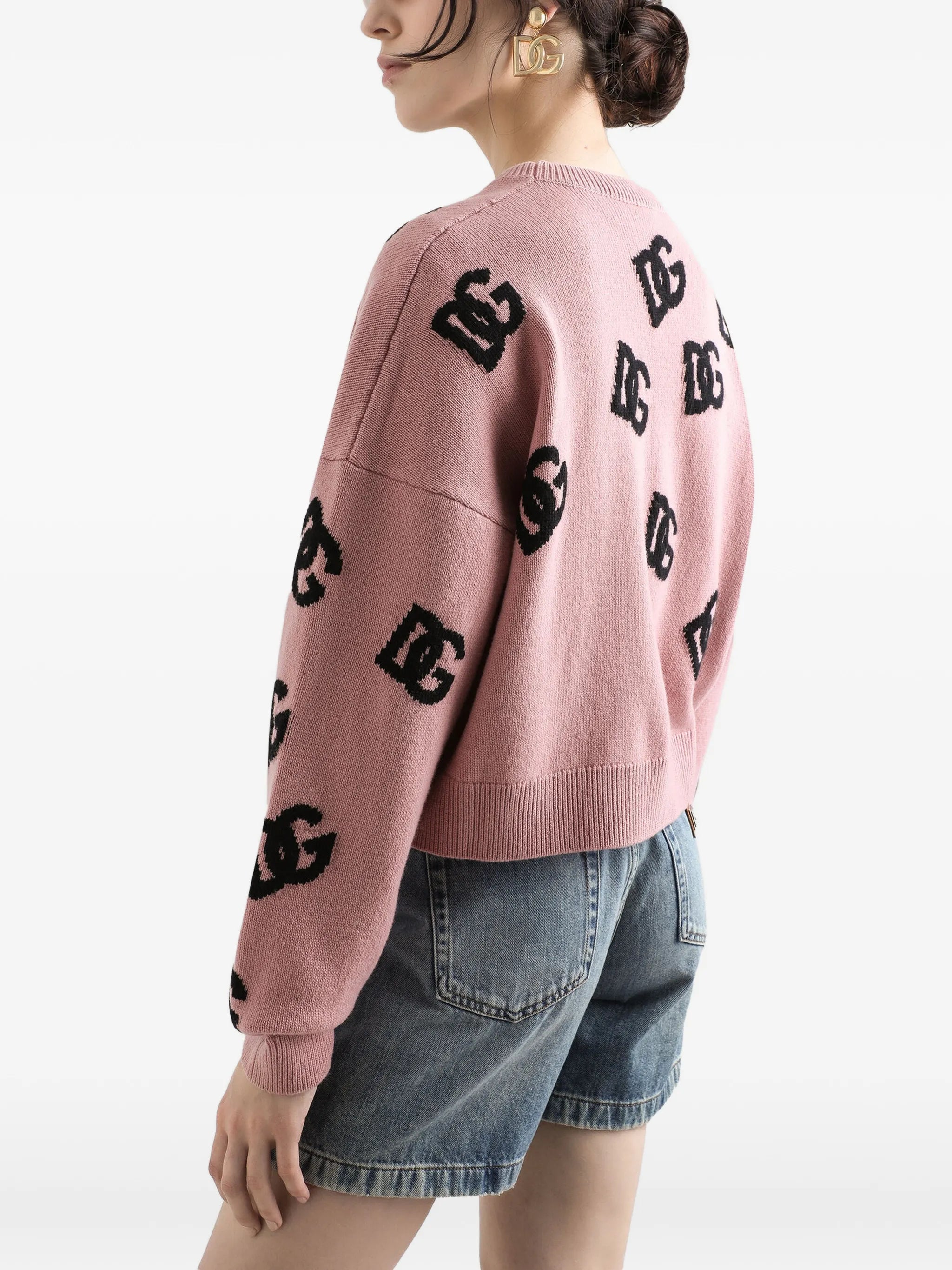 jacquard-logo cropped cardigan
