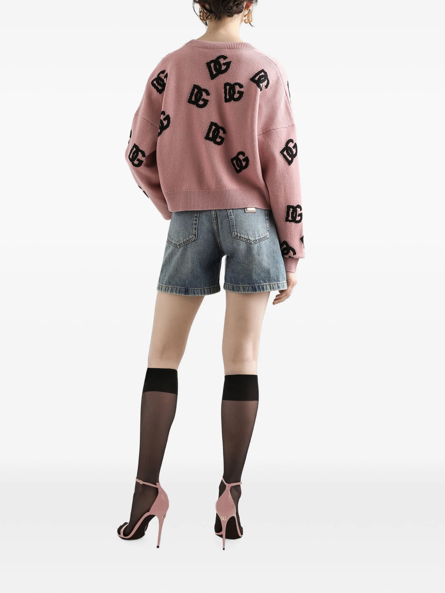 jacquard-logo cropped cardigan