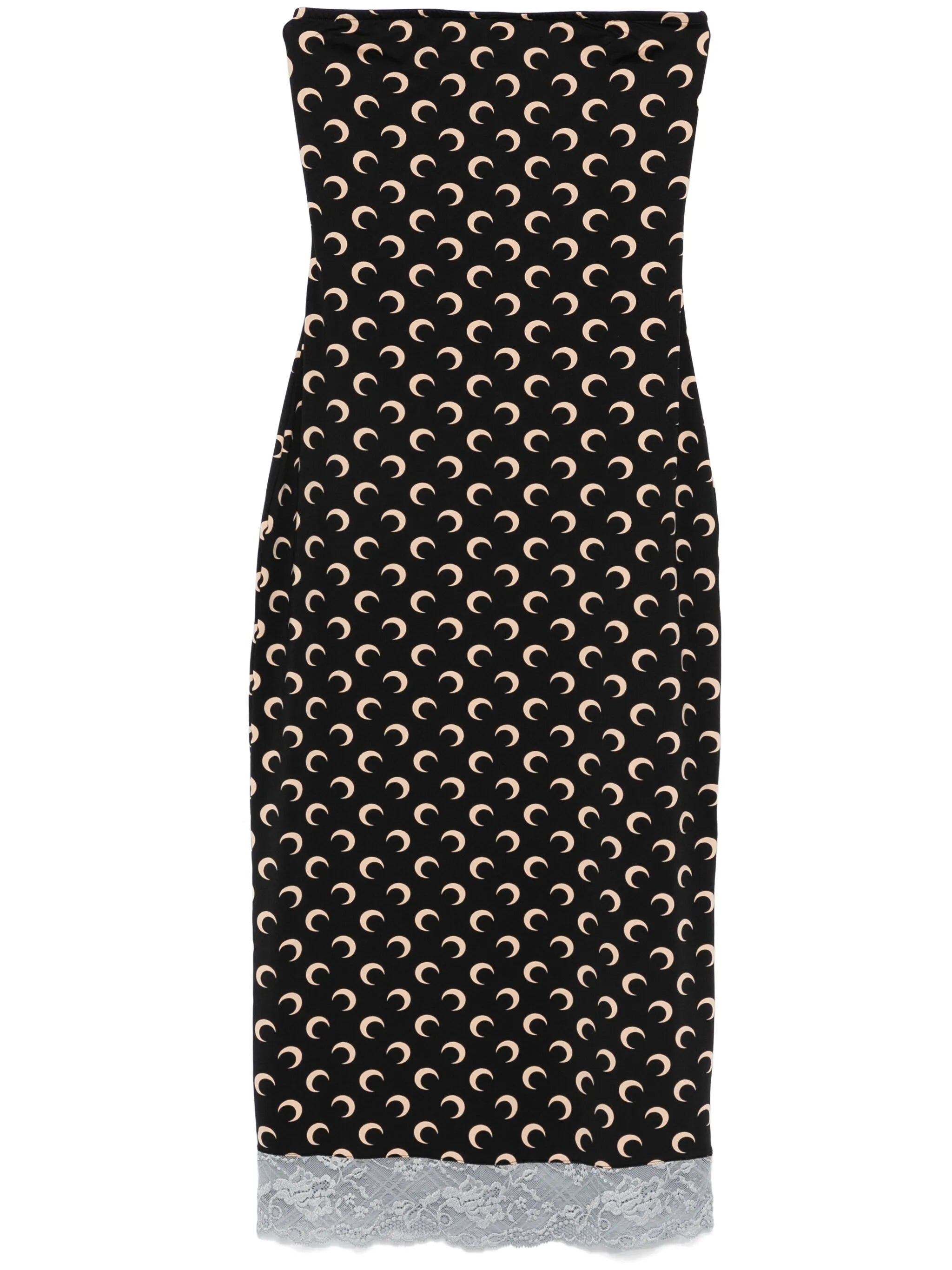 Moon-logo strapless midi dress
