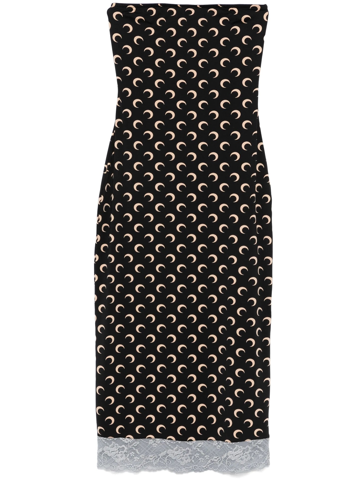 Moon-logo strapless midi dress