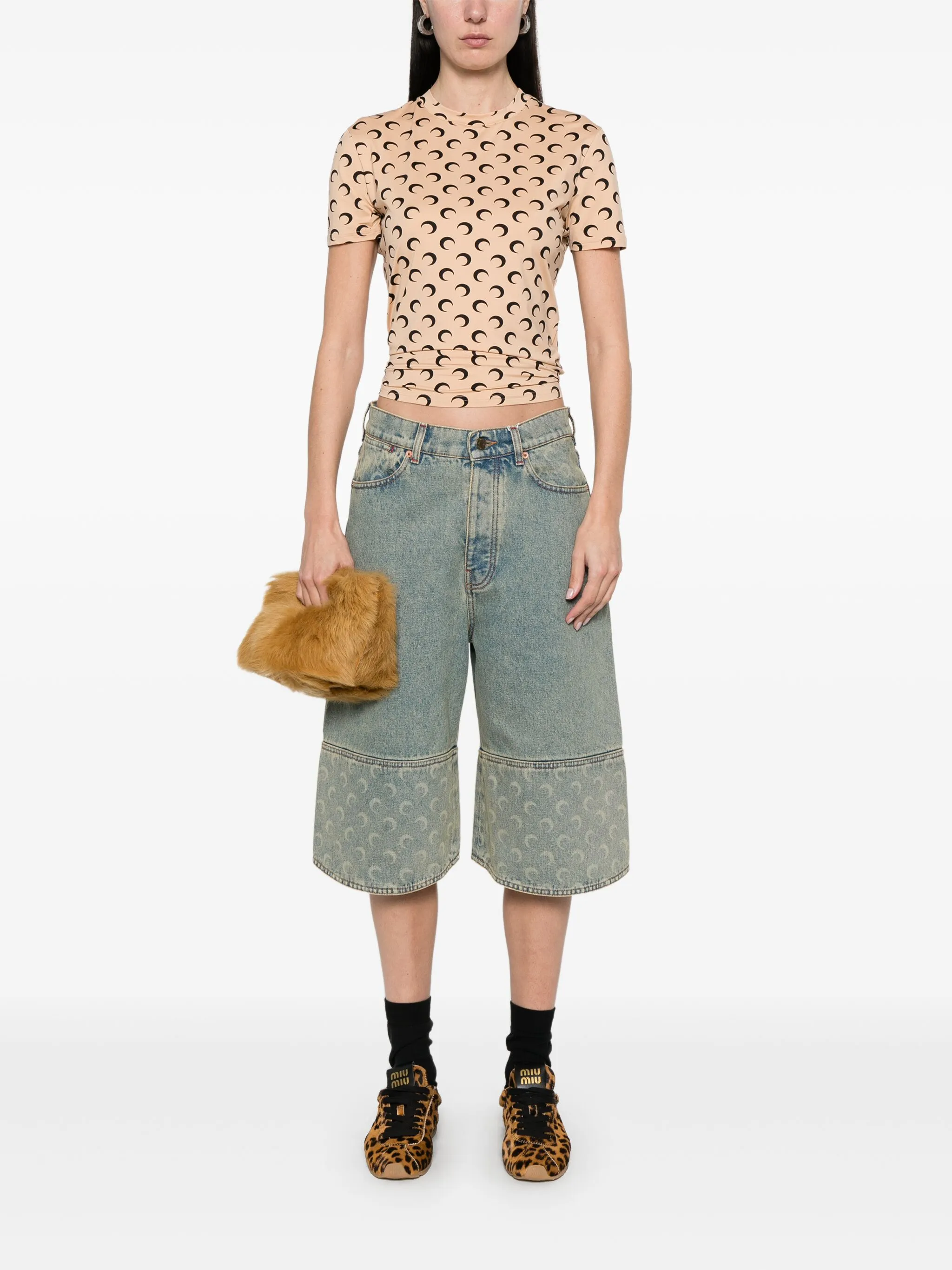 moon-print crewneck top