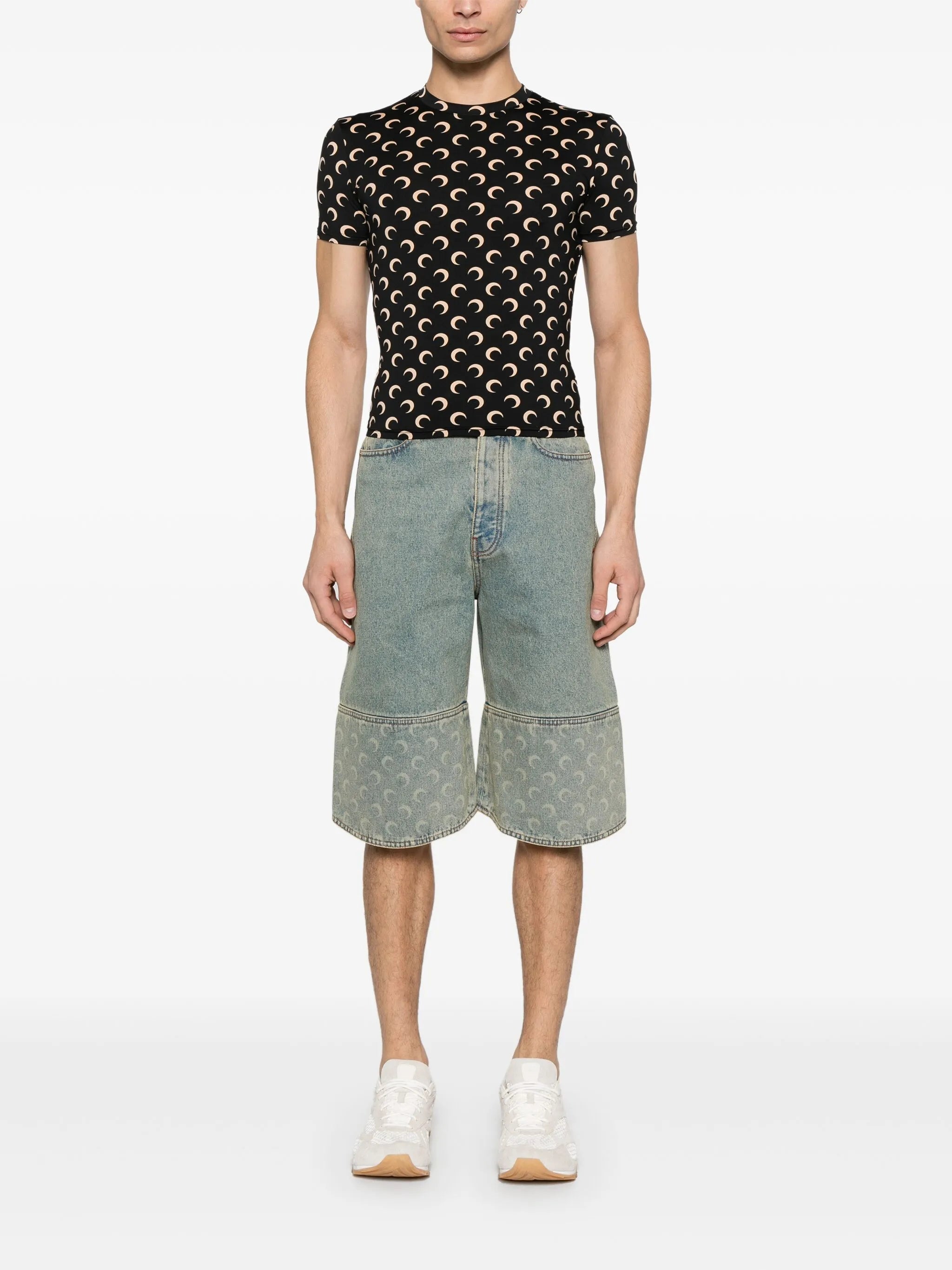 Moon-print short-sleeve top