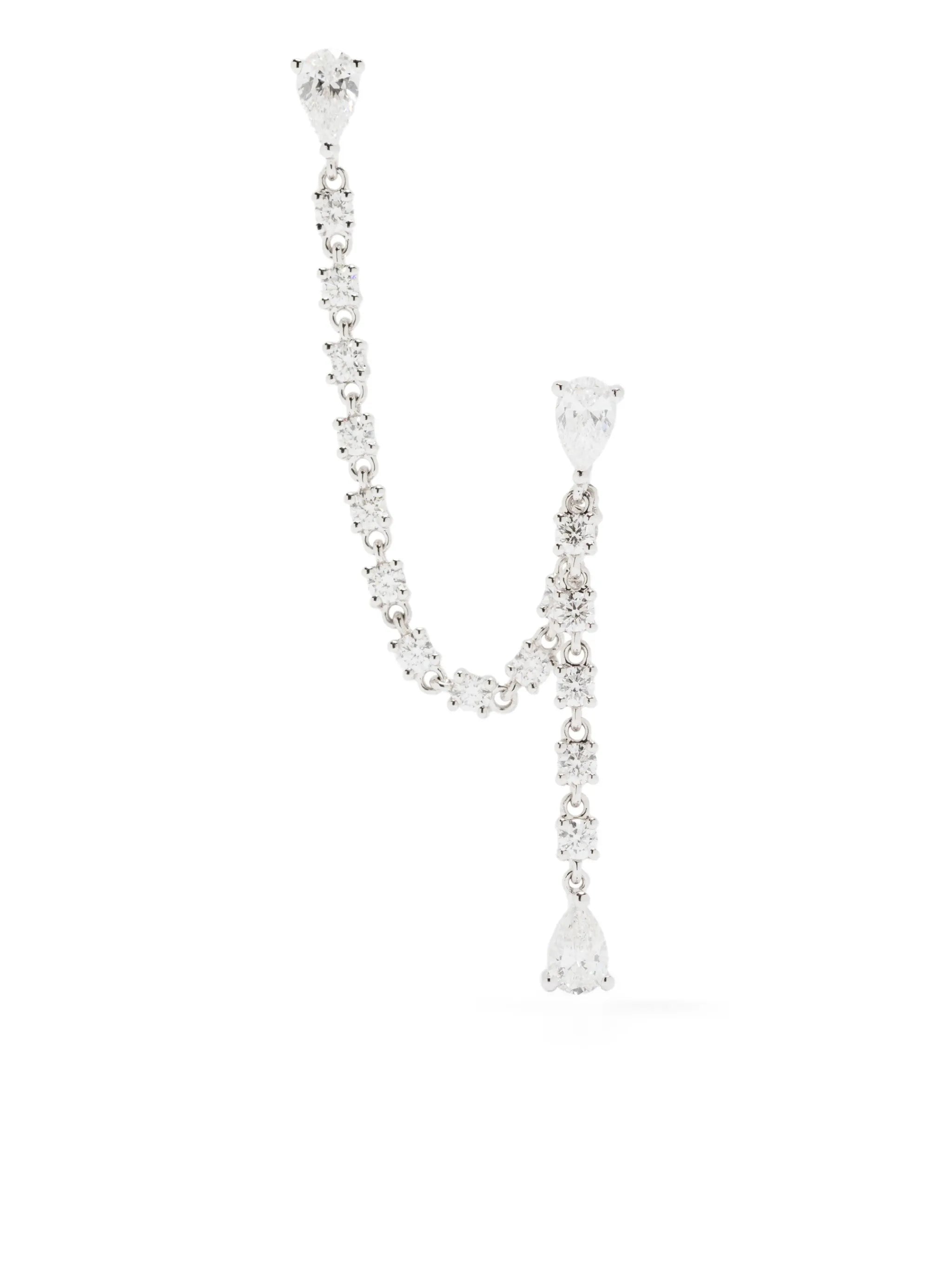 14CT white gold diamond drop earring