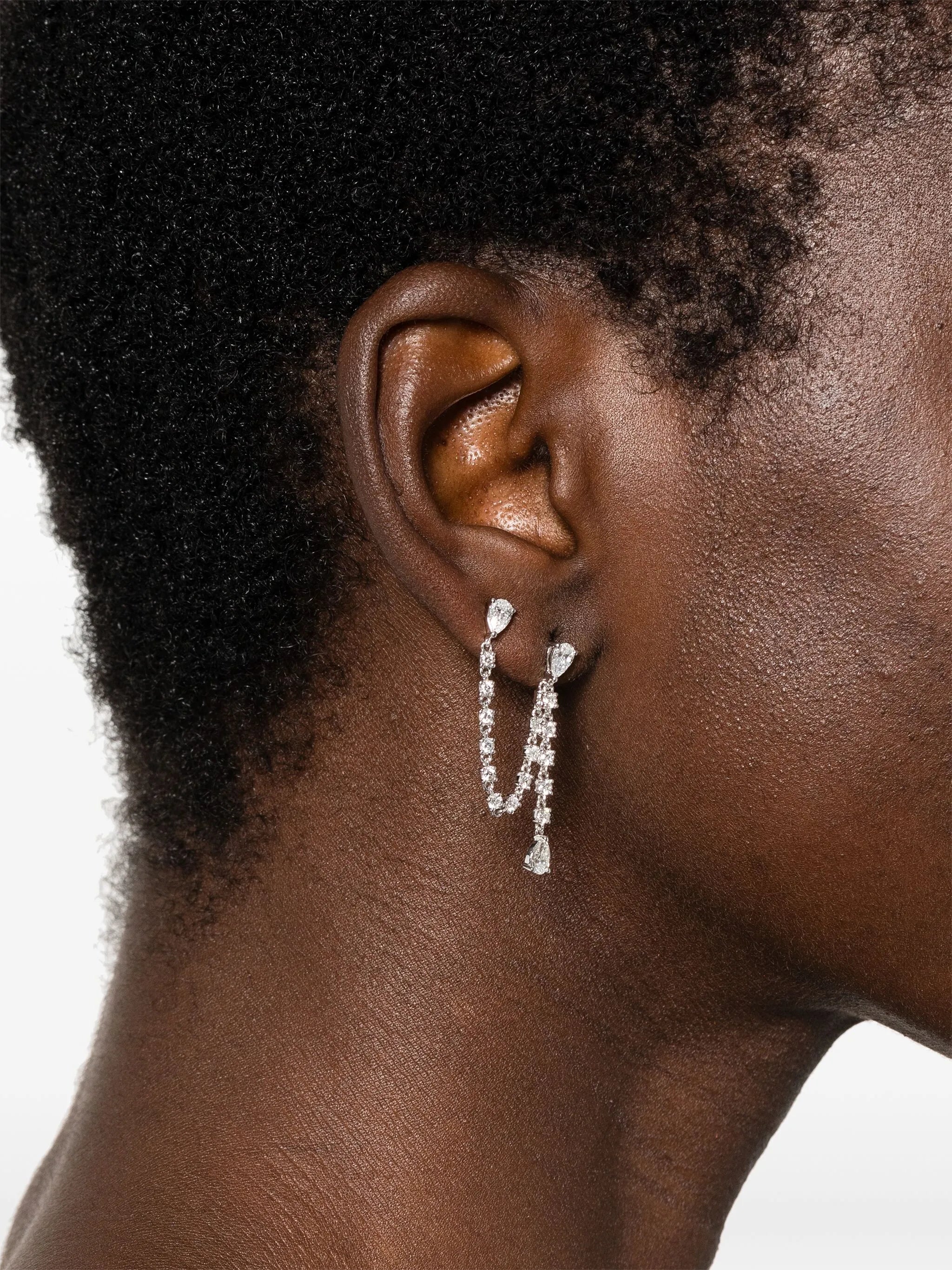 14CT white gold diamond drop earring