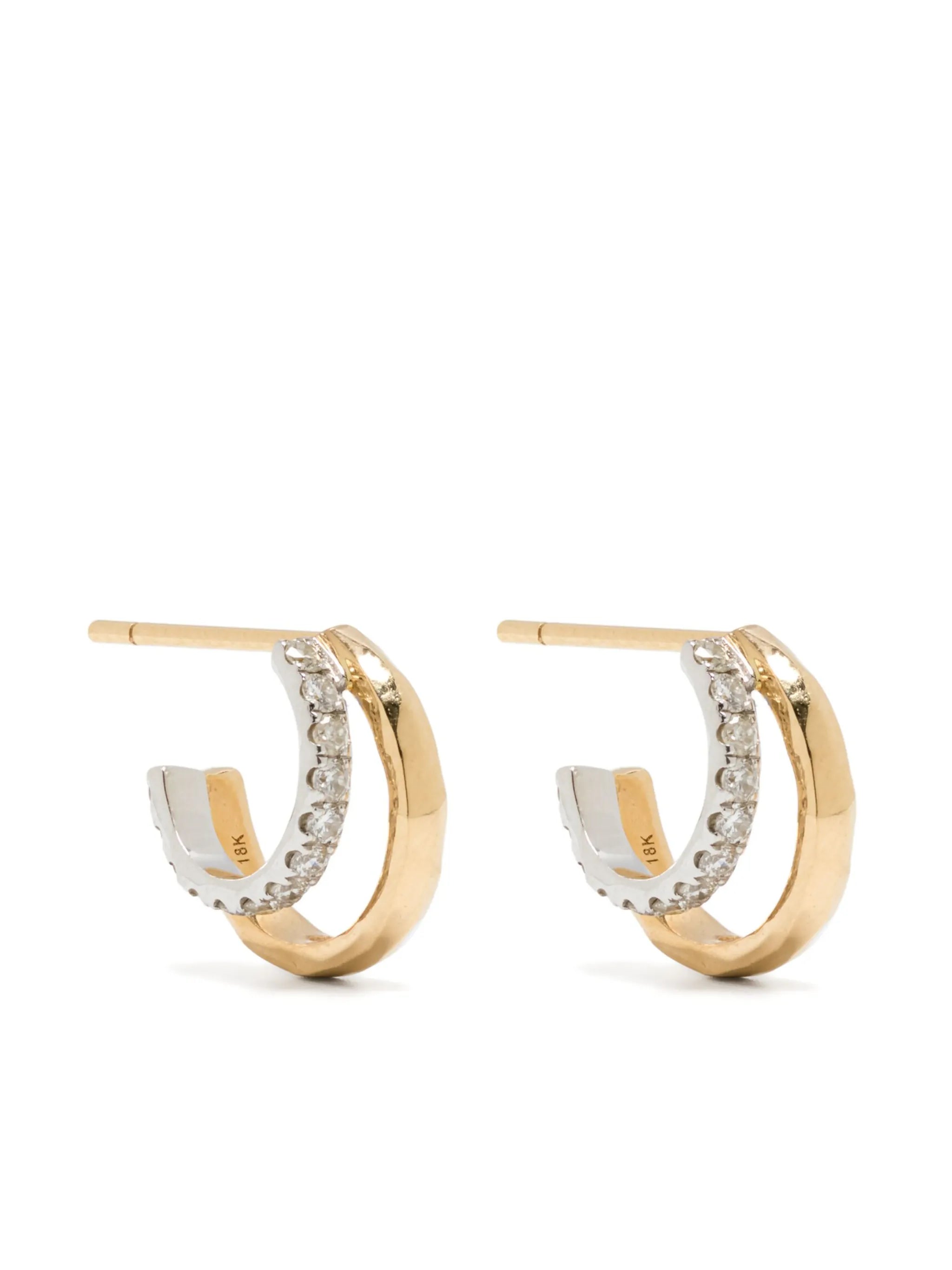 18kt yellow gold and white gold diamond earrings