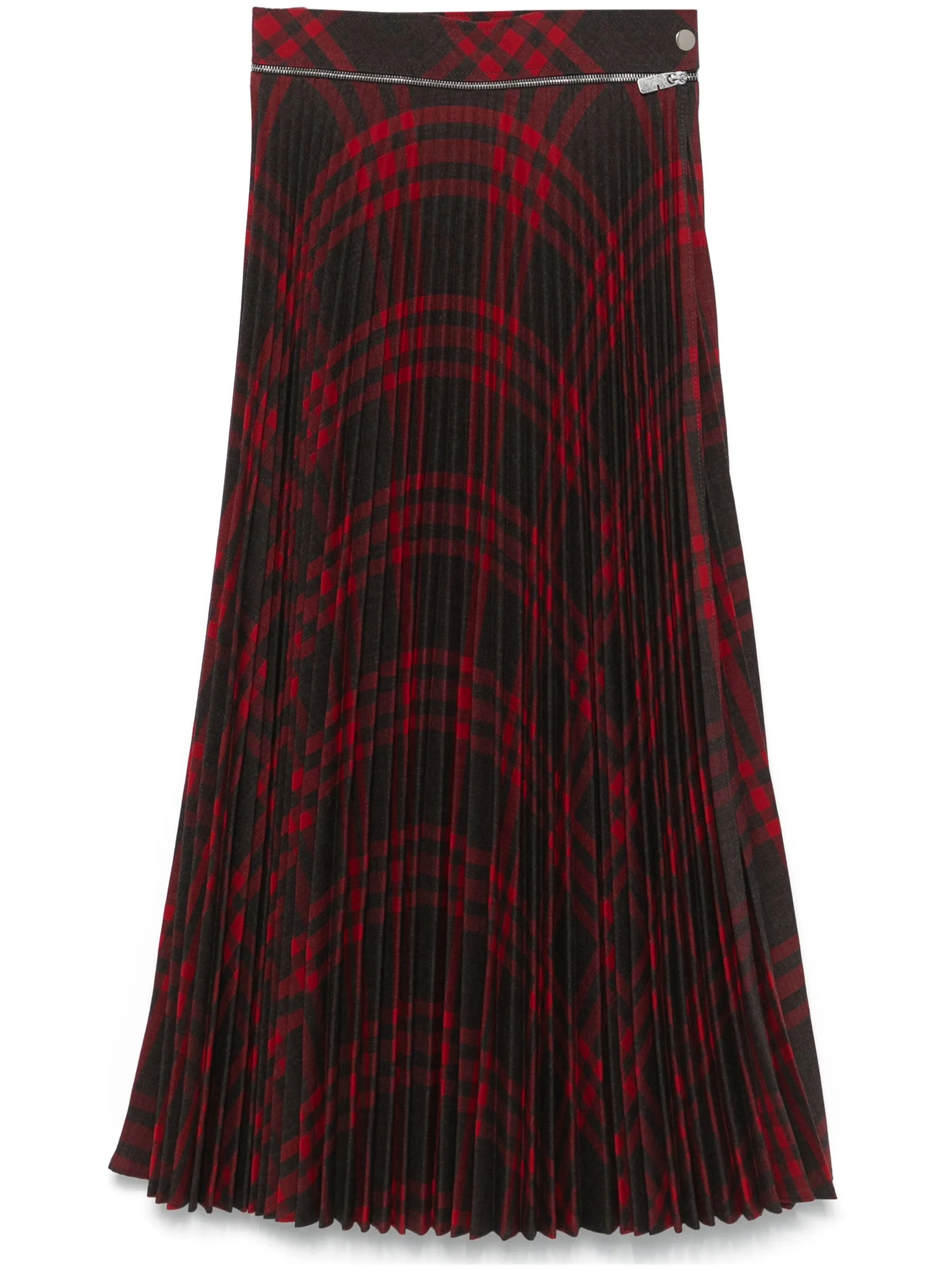 pleated checked midi skirt