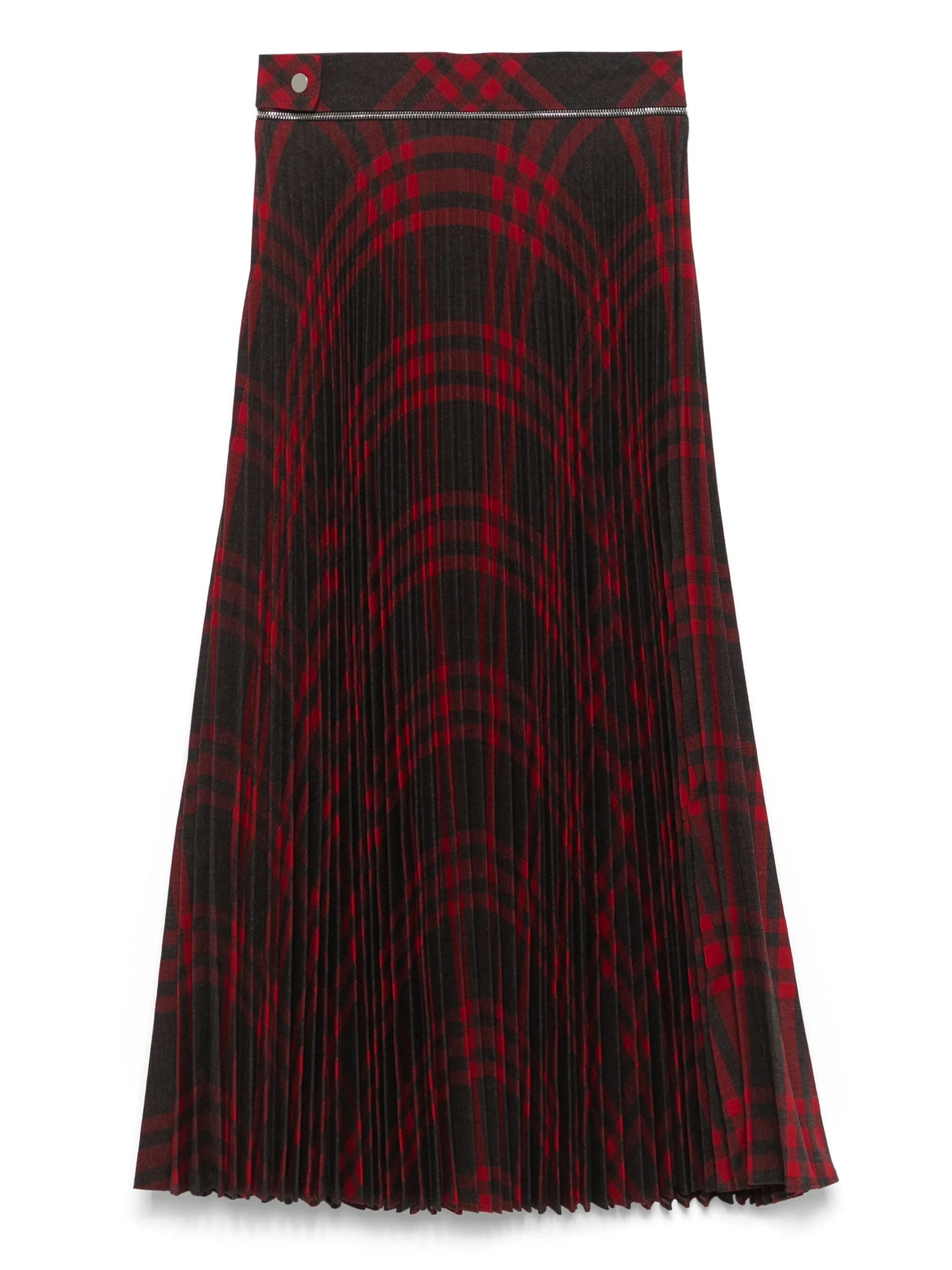 pleated checked midi skirt