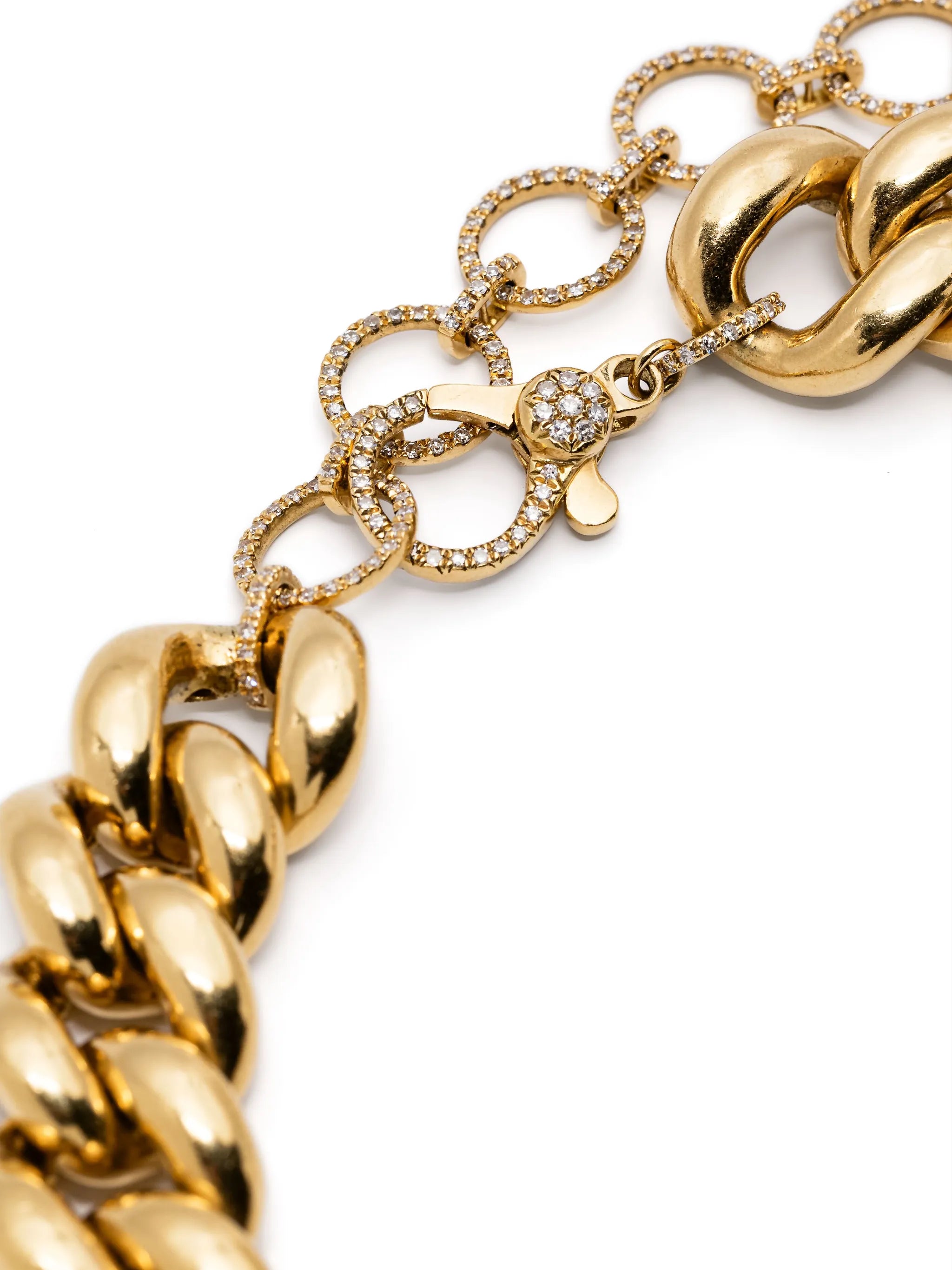 18CT yellow gold alternating jumbo diamond necklace