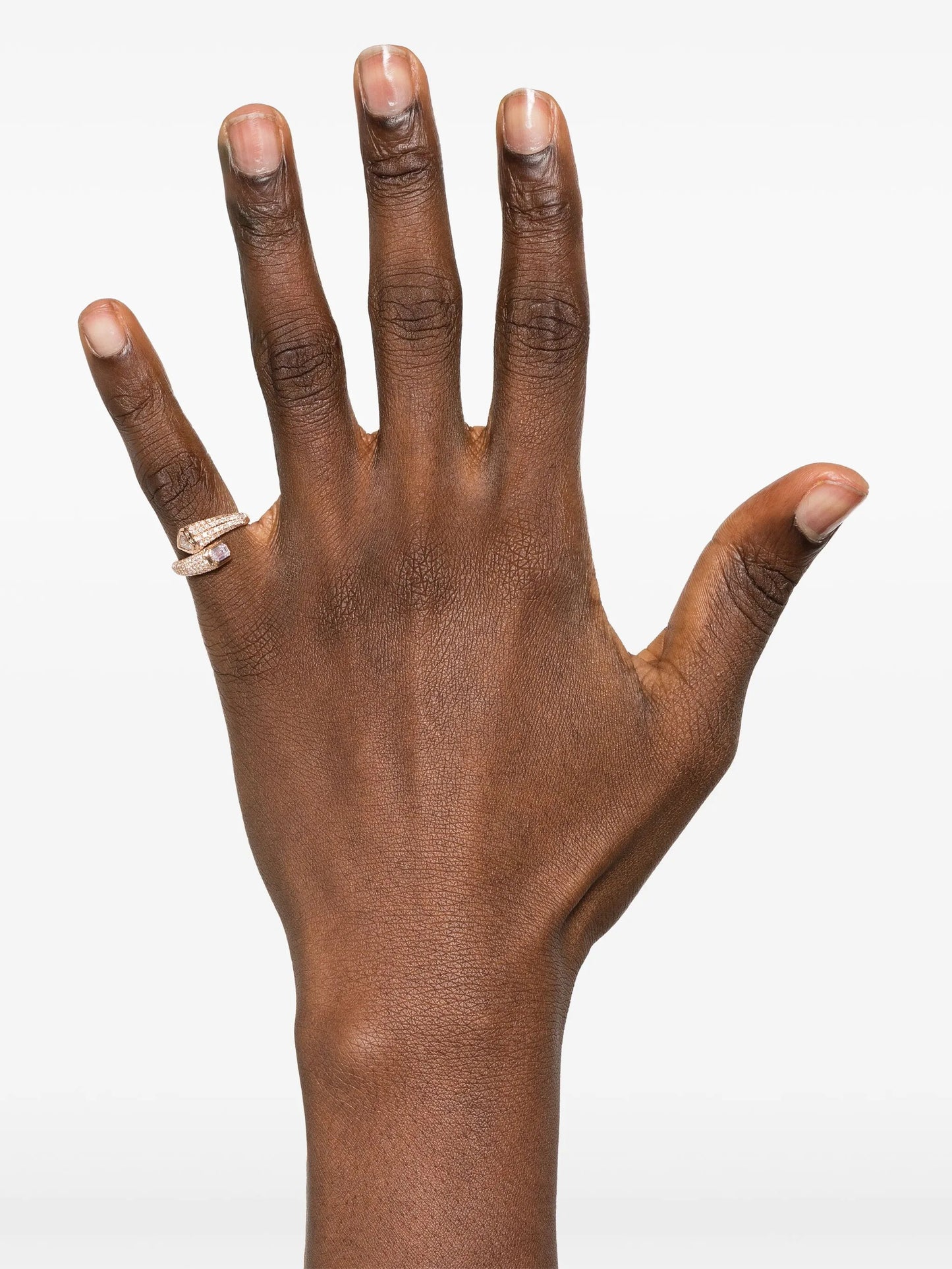 18CT rose gold bypass diamonds pink ring