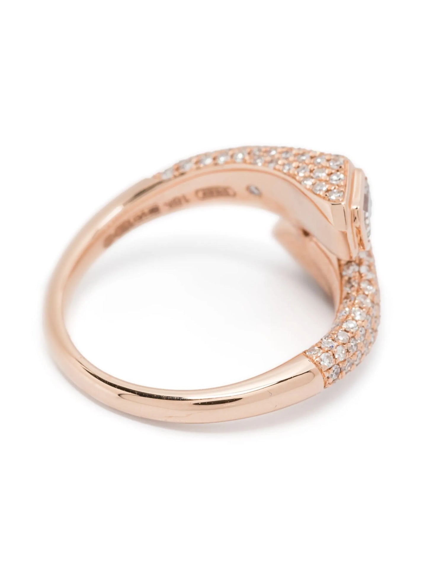 18CT rose gold bypass diamonds pink ring