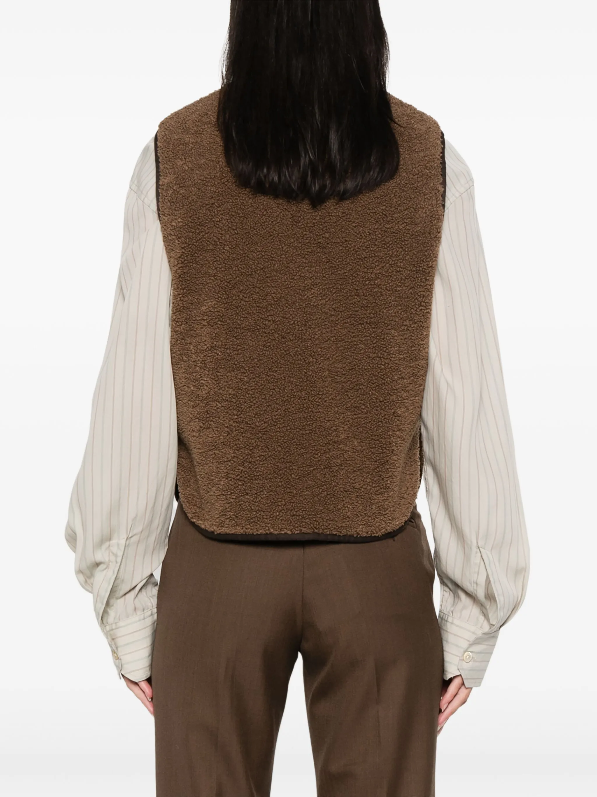 V-neck faux-shearling vest
