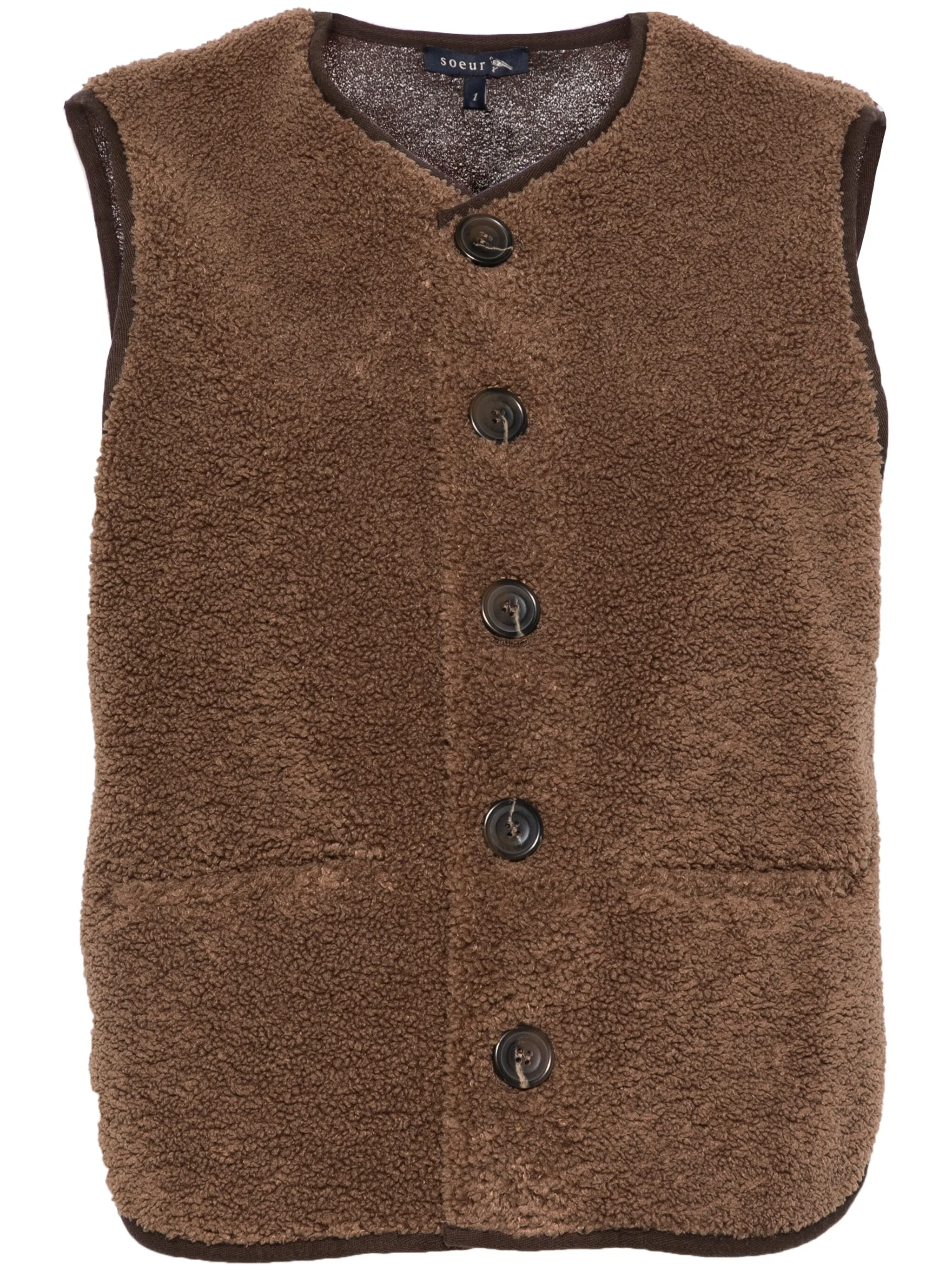 V-neck faux-shearling vest