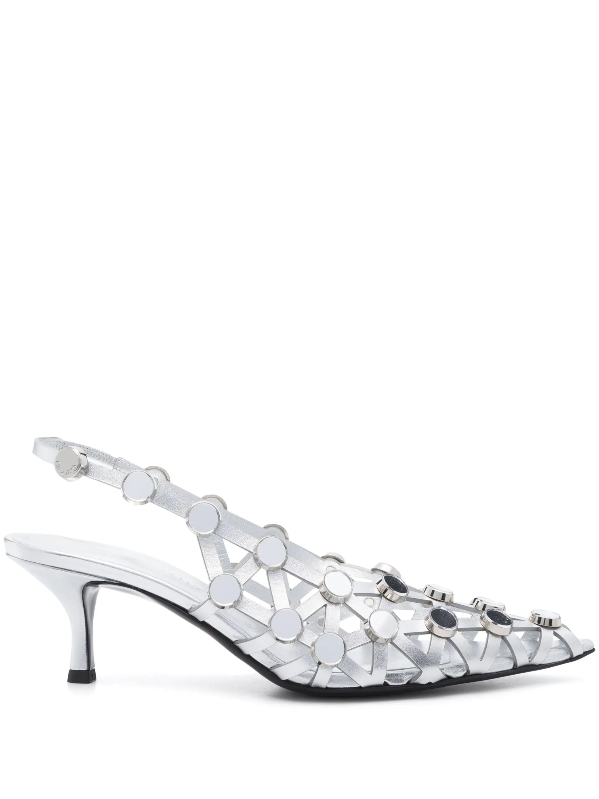 Grid slingback pumps