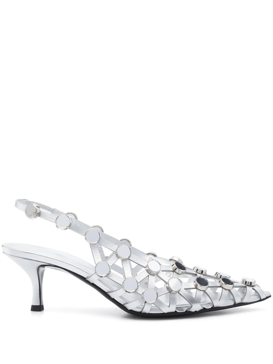 Grid slingback pumps