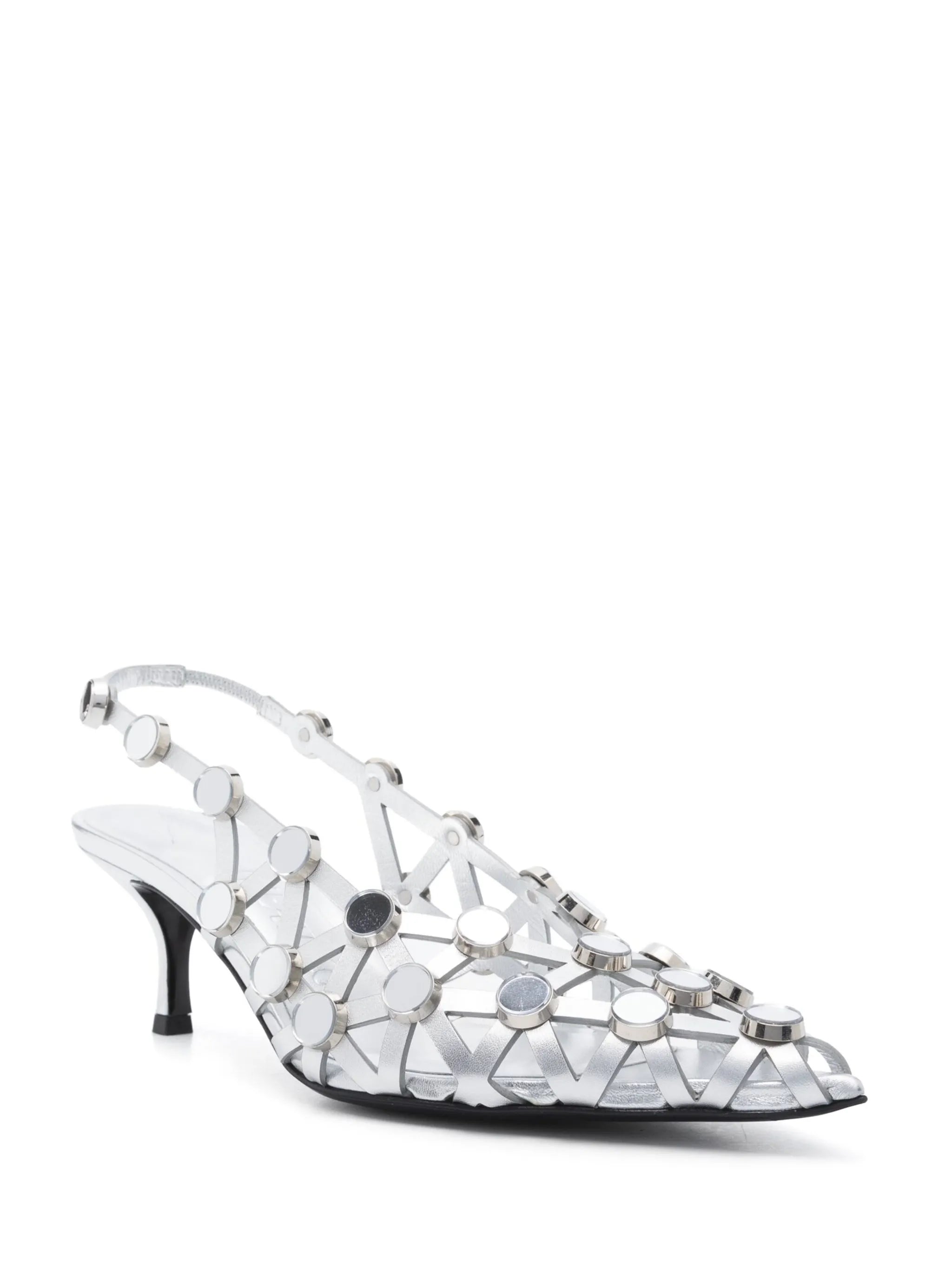 Grid slingback pumps