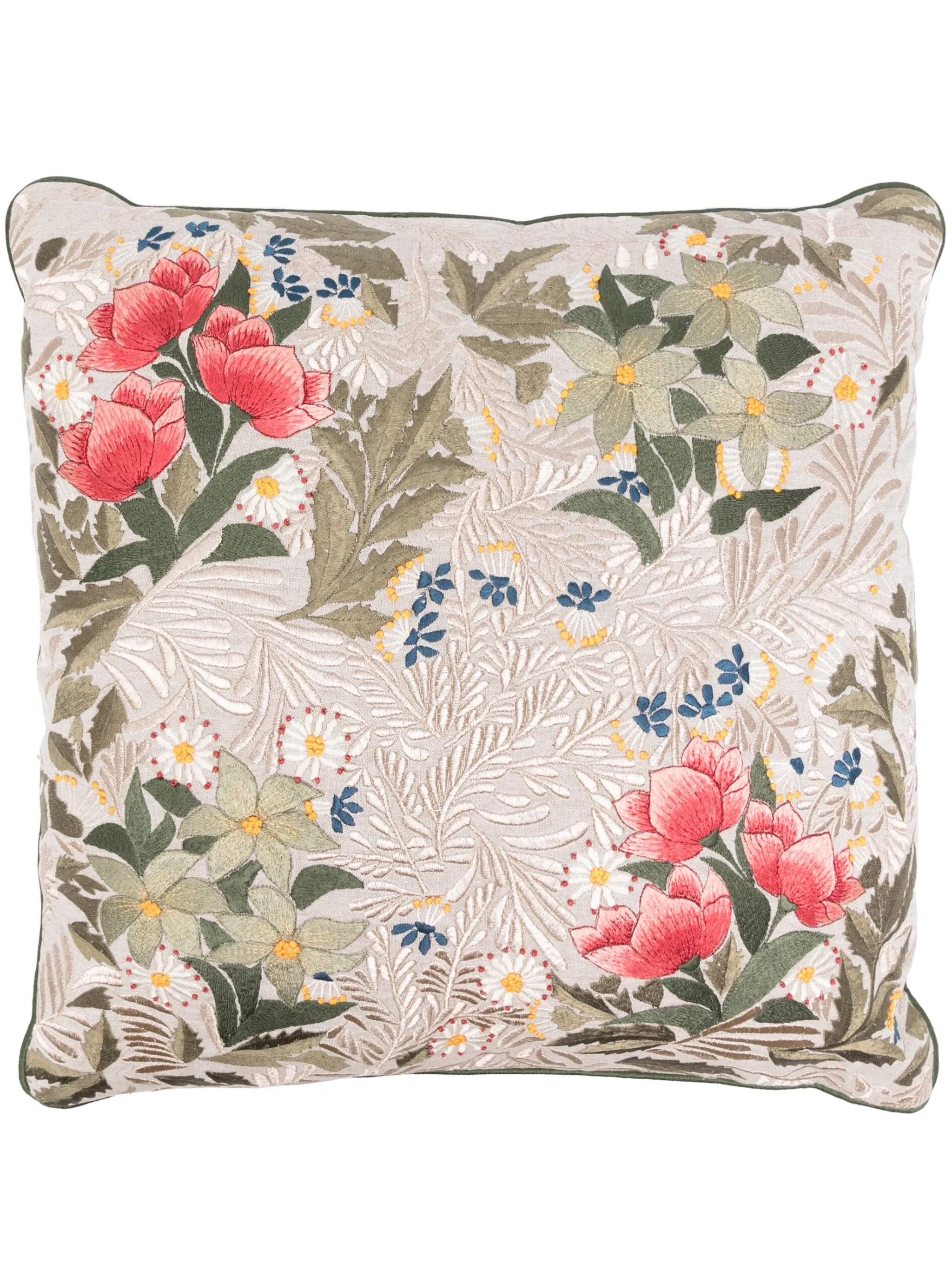 garden-embroidered cushion (50cm x 50cm)