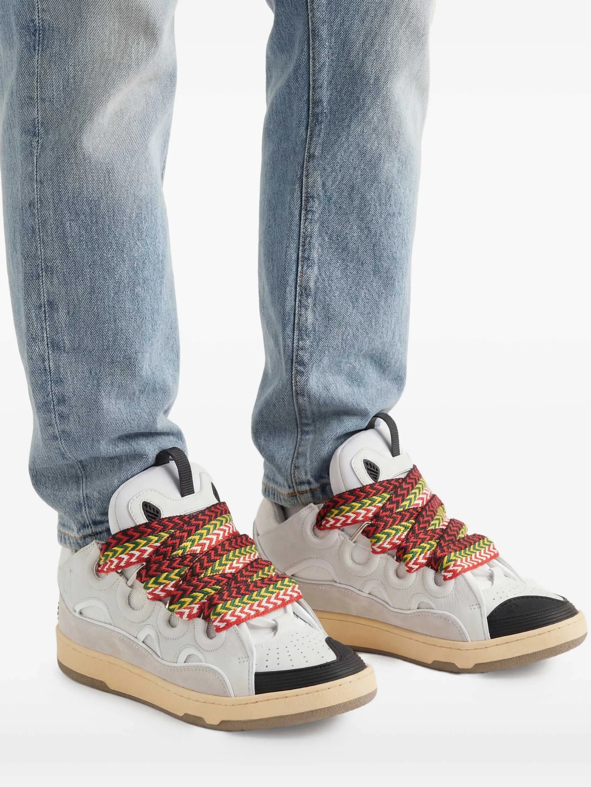 Curb panelled leather sneakers