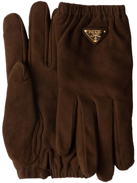 triangle-logo suede gloves
